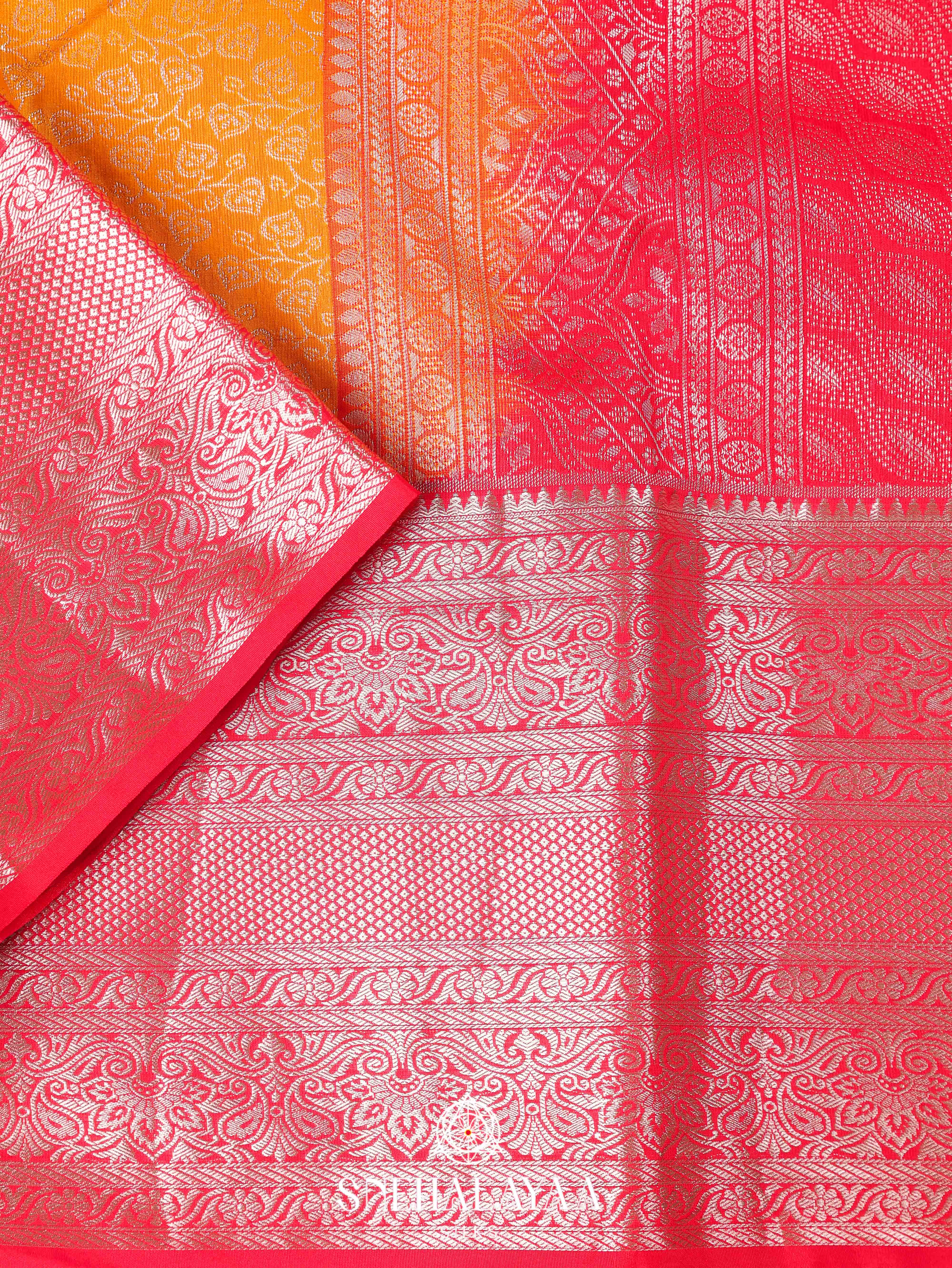 Mango Yellow Art Silk Saree
