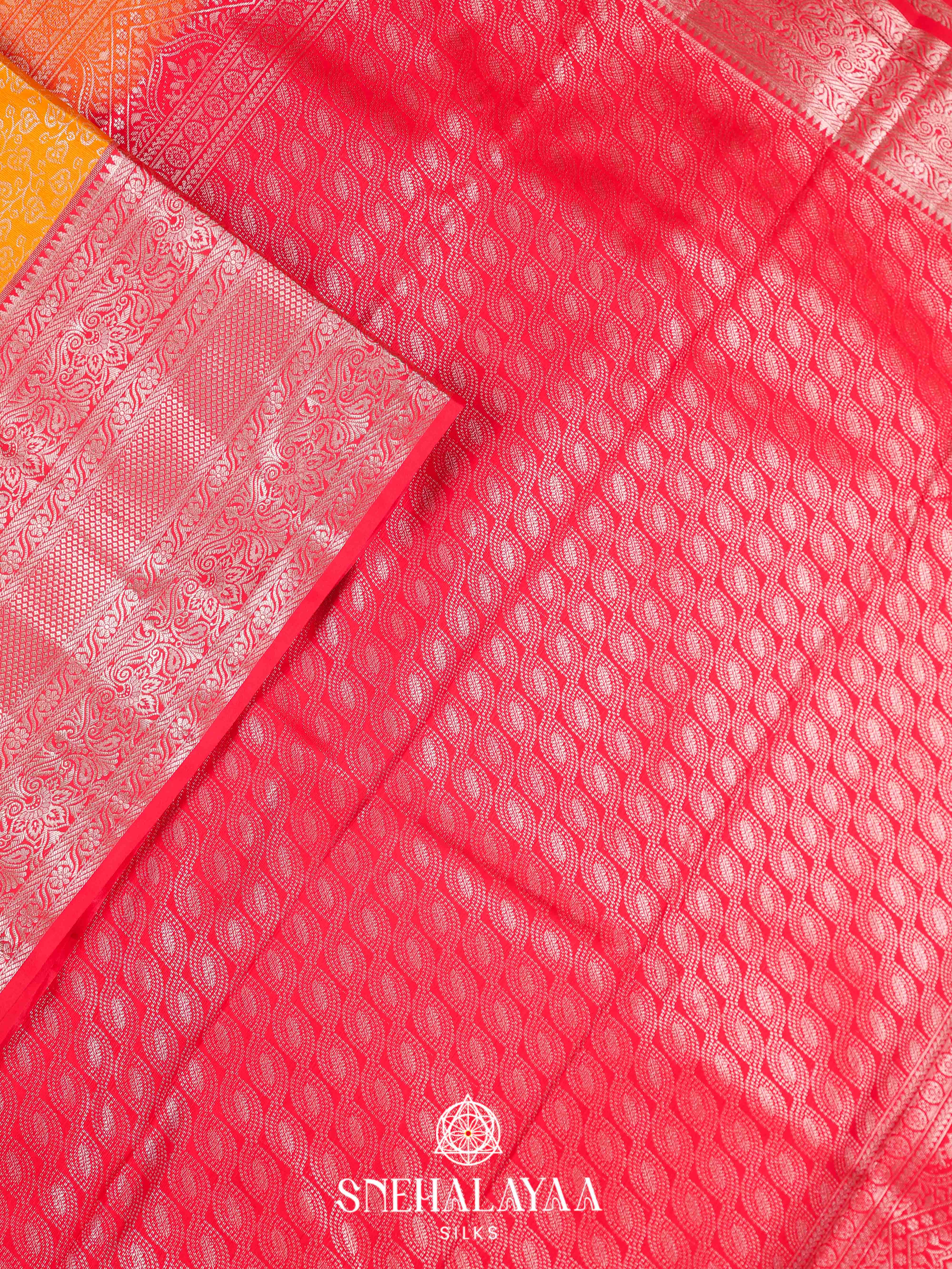 Mango Yellow Art Silk Saree