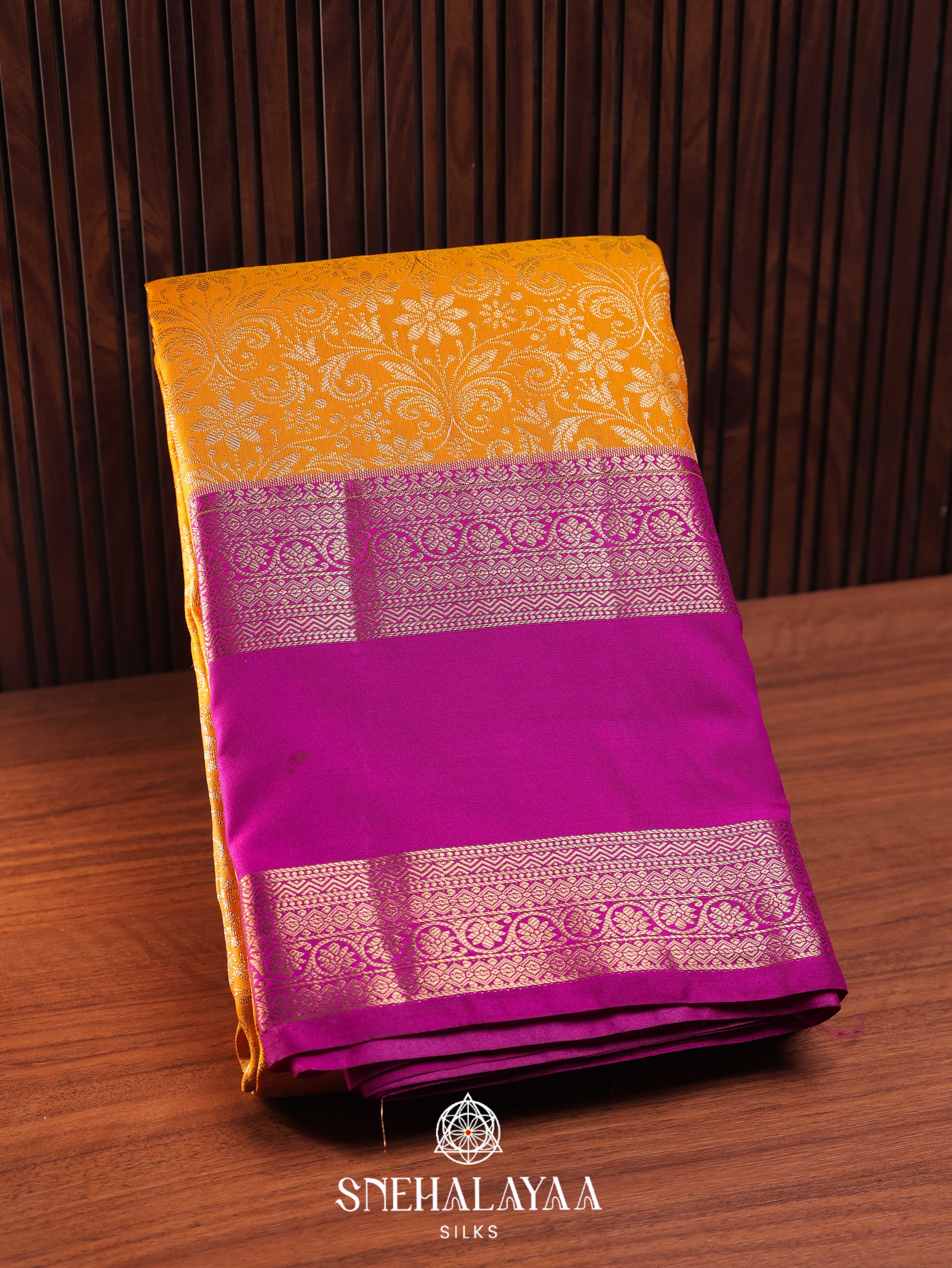 Orange Art Silk Saree