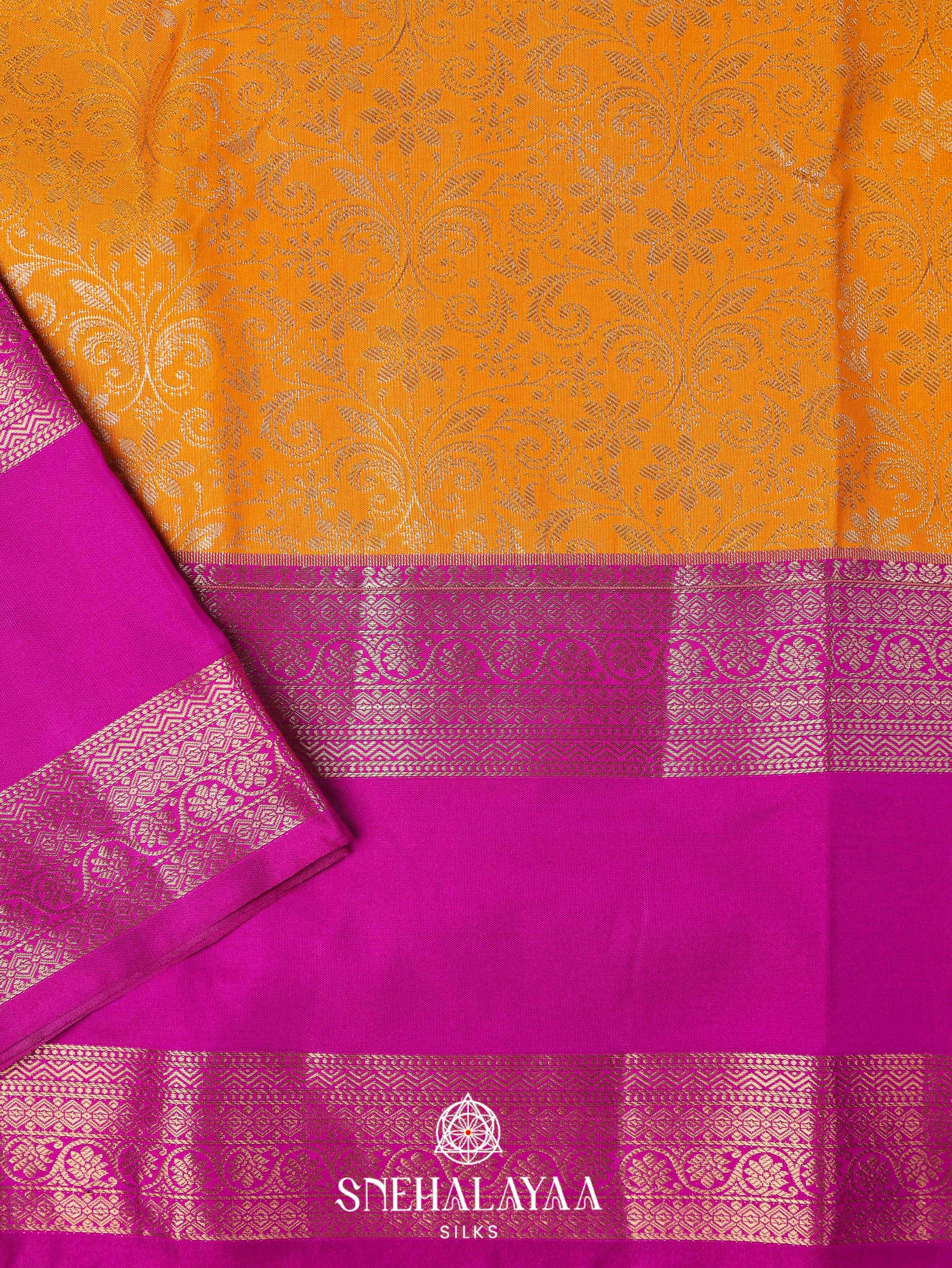 Orange Art Silk Saree