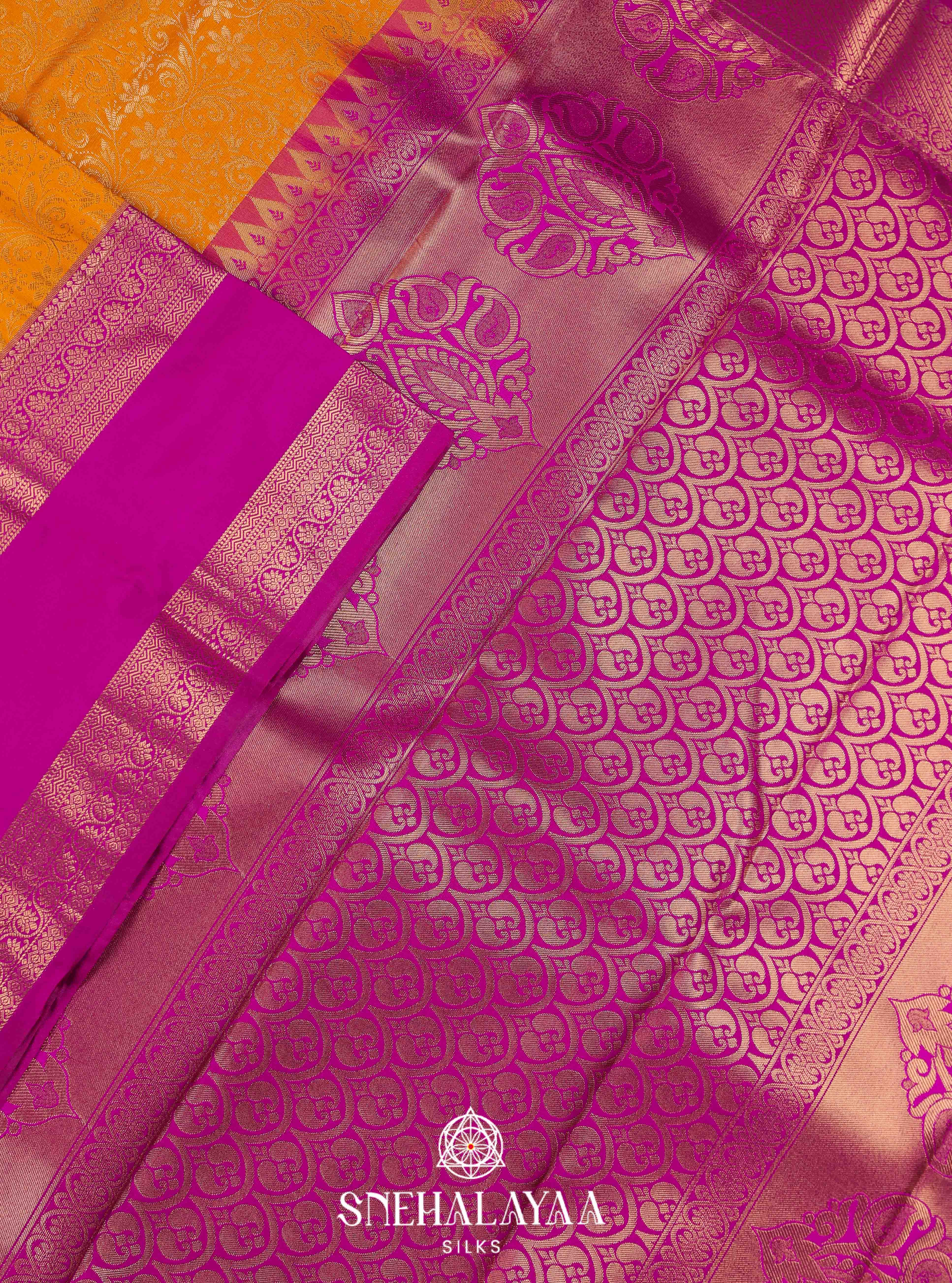 Orange Art Silk Saree