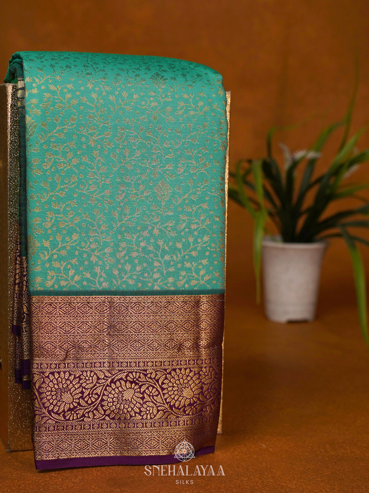 Teal Green Art Silk Saree
