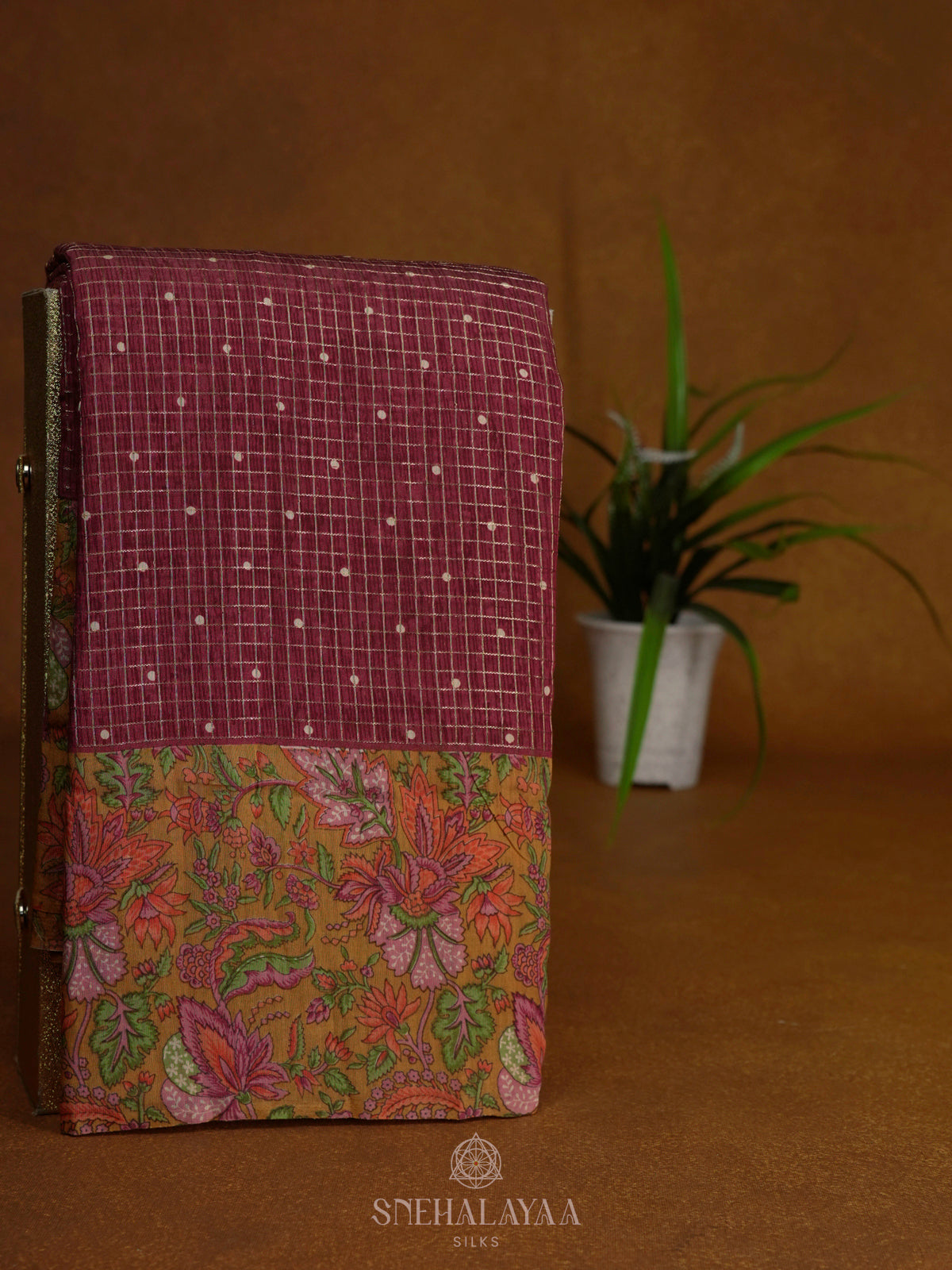 Maroon Chanderi Saree