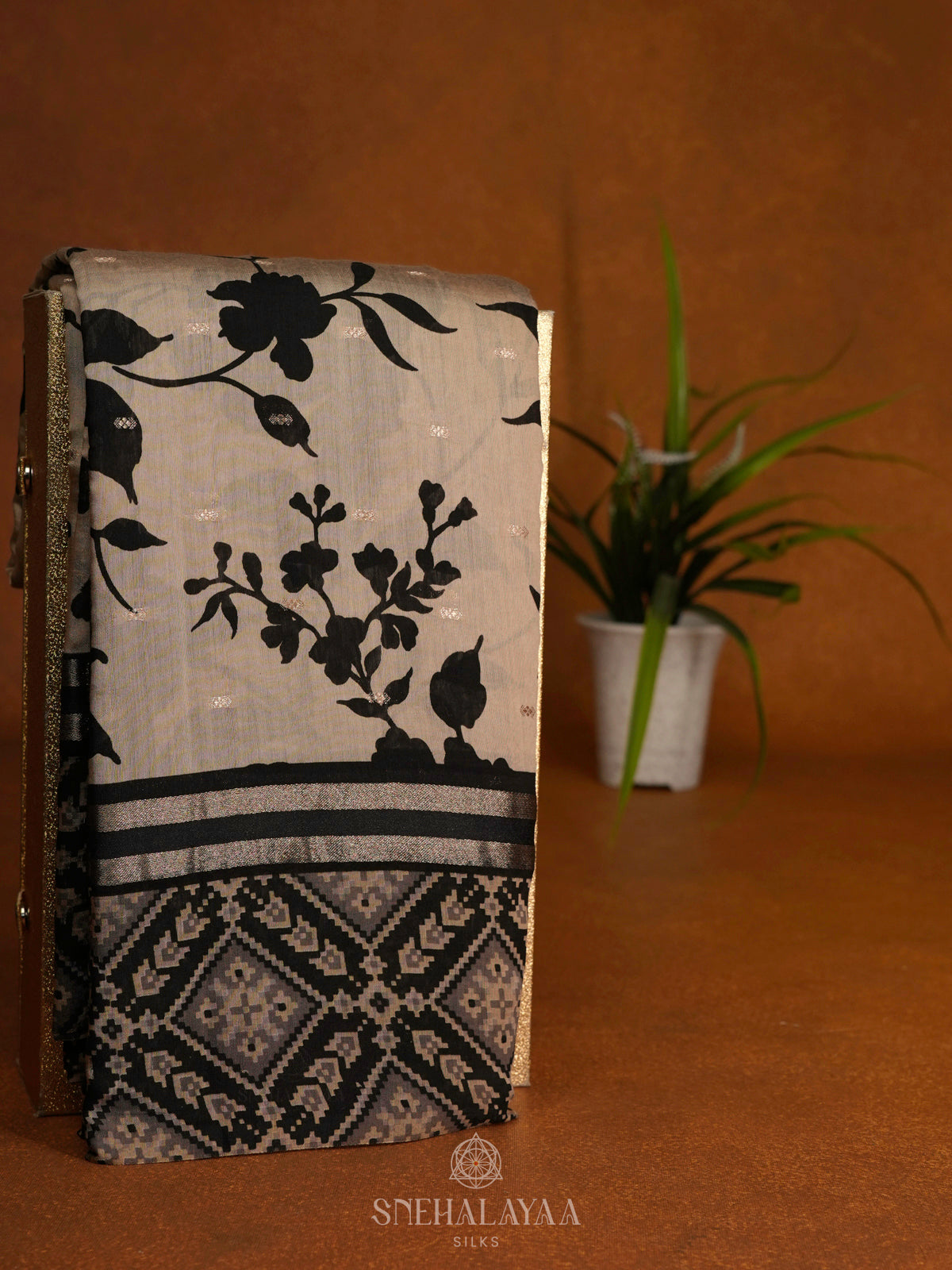 Beige Chanderi Saree
