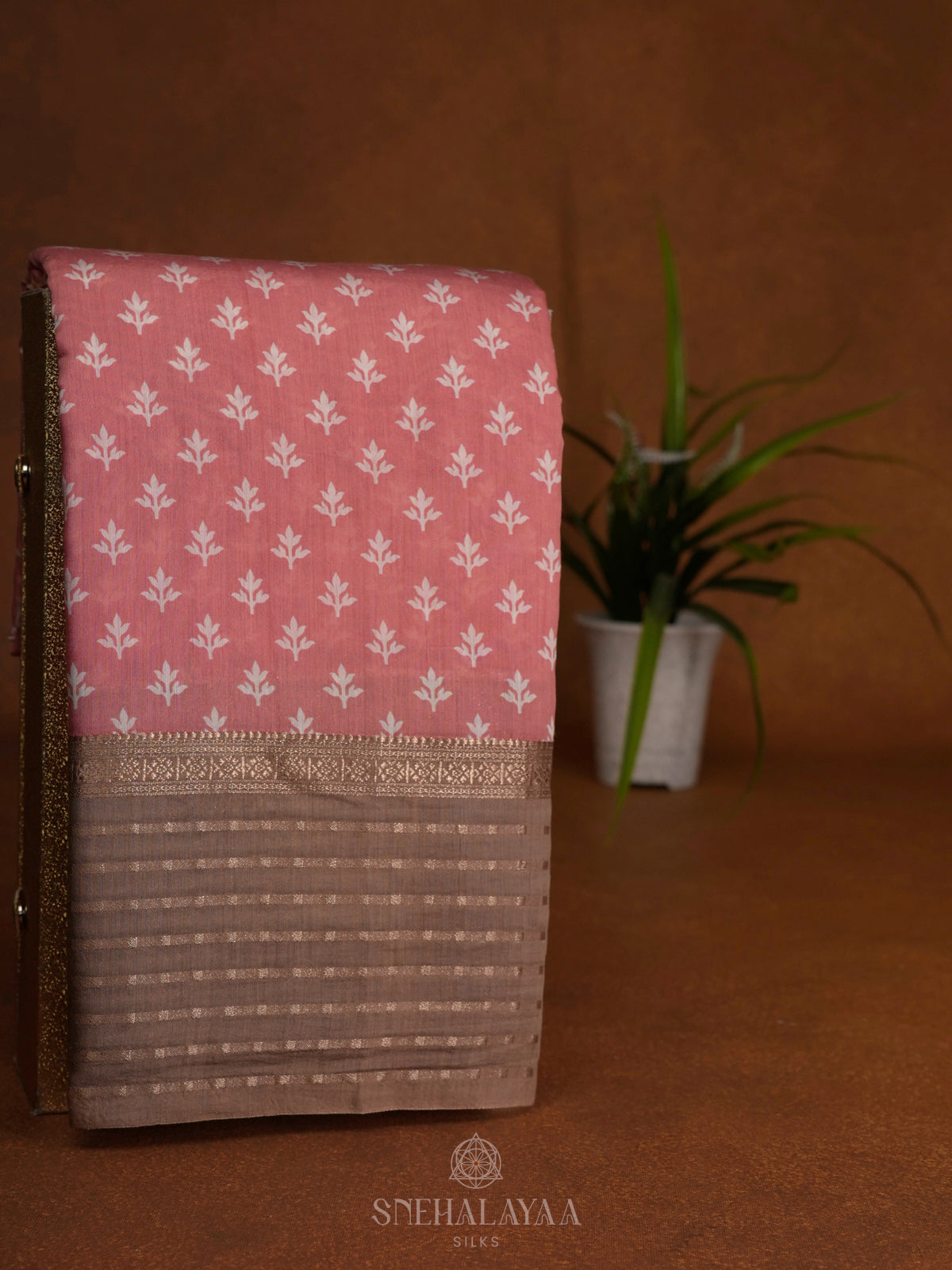 Peach Chanderi Saree