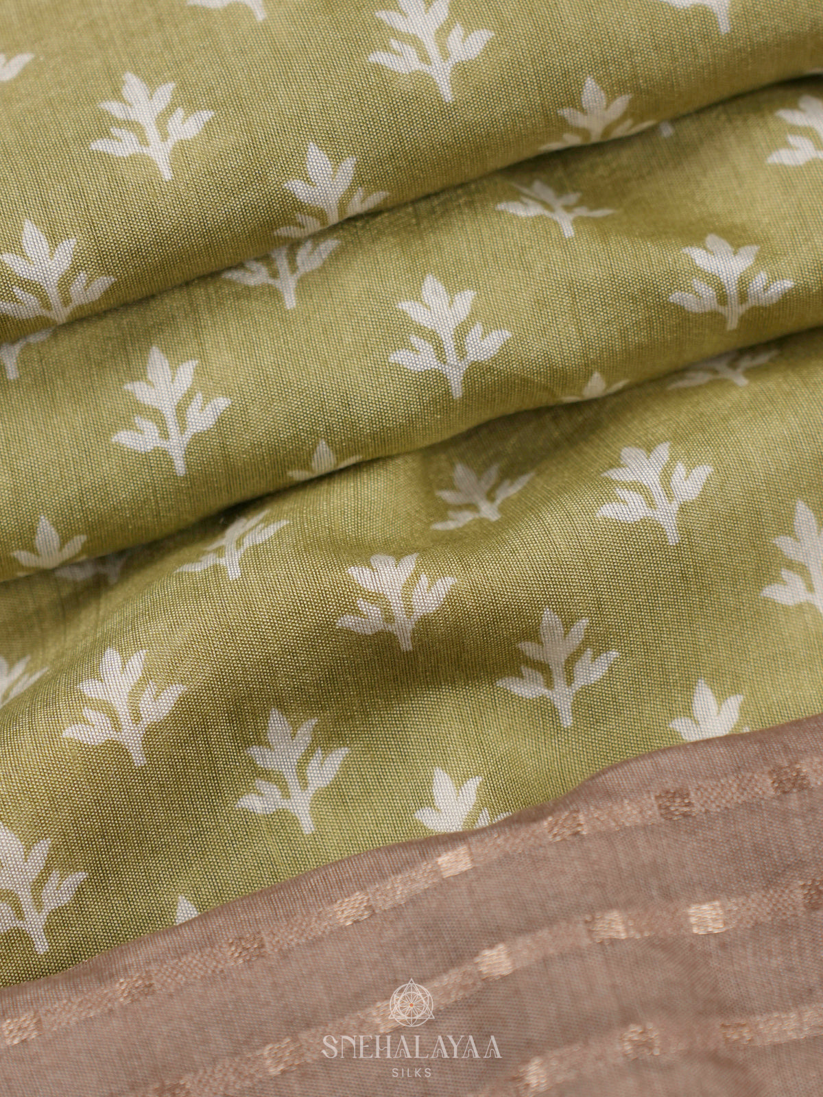 Olive Green Chanderi Saree