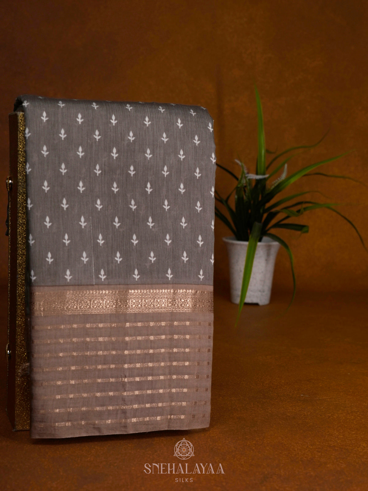 Grey Chanderi Saree