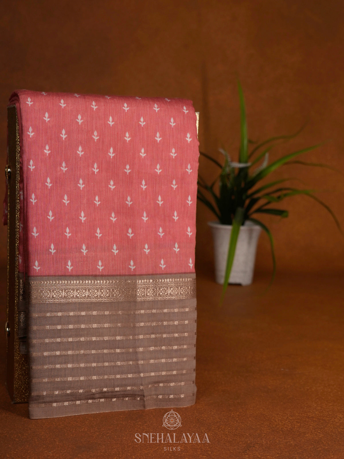 Peach Chanderi Saree