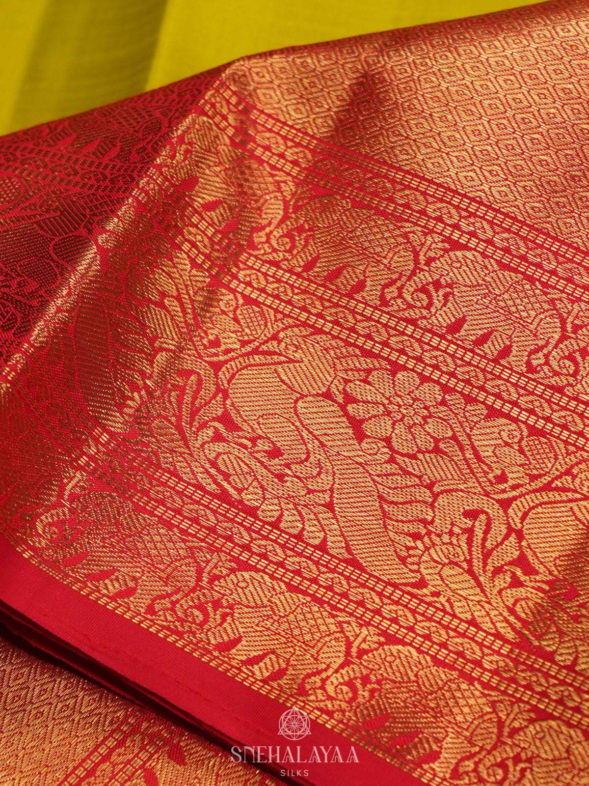 Lime Green Kanjivaram Silk Saree