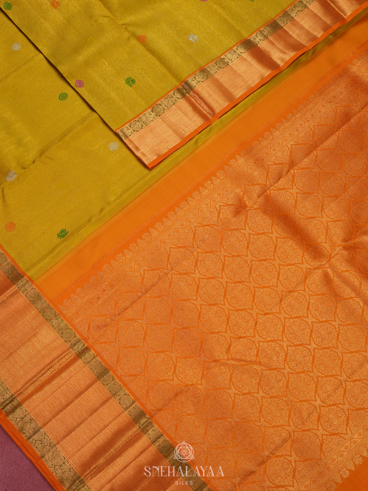 Mango Yellow Kanjivaram Silk Saree