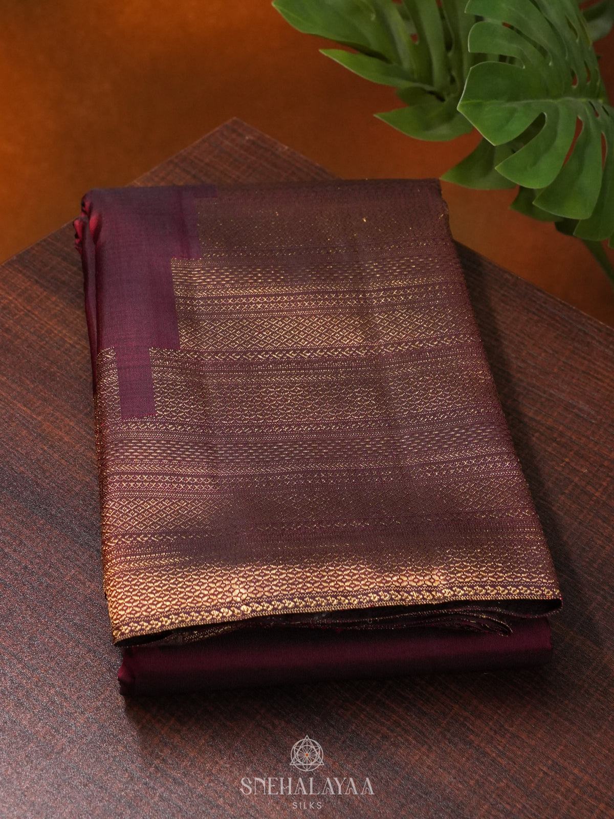 Burgundy Kanjivaram Silk Saree