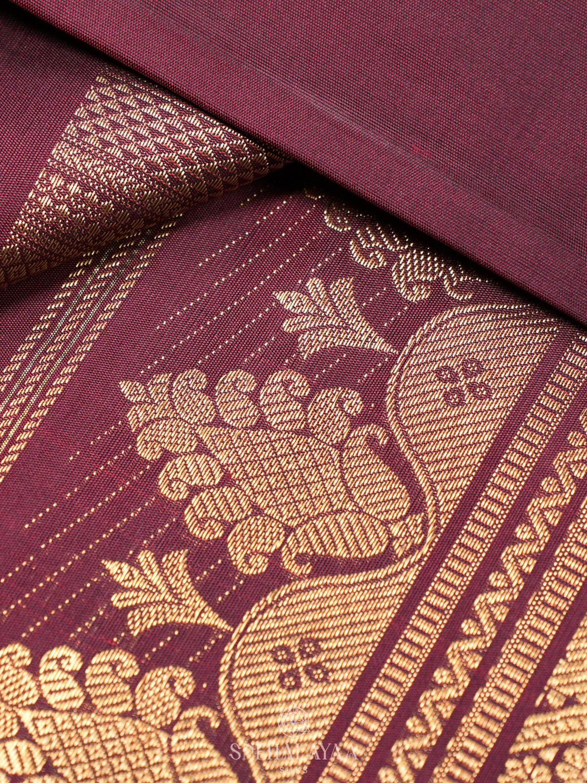 Burgundy Kanjivaram Silk Saree