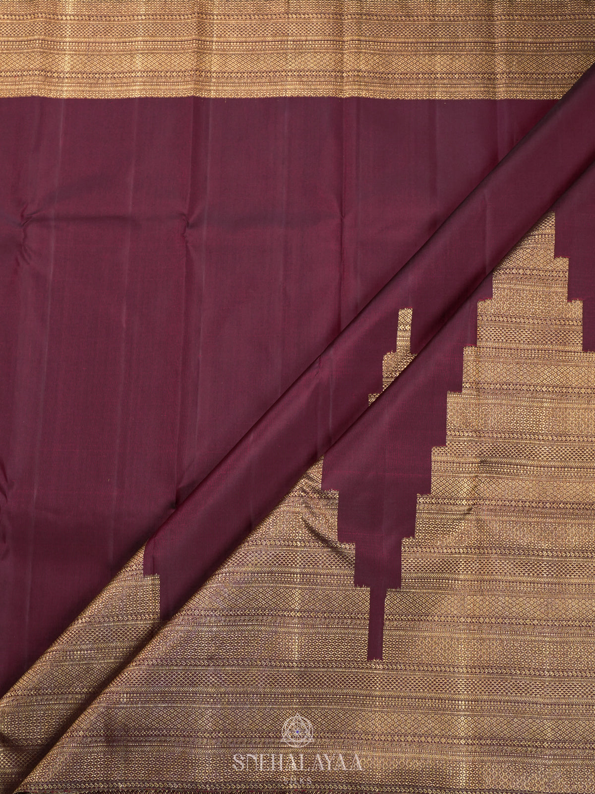 Burgundy Kanjivaram Silk Saree