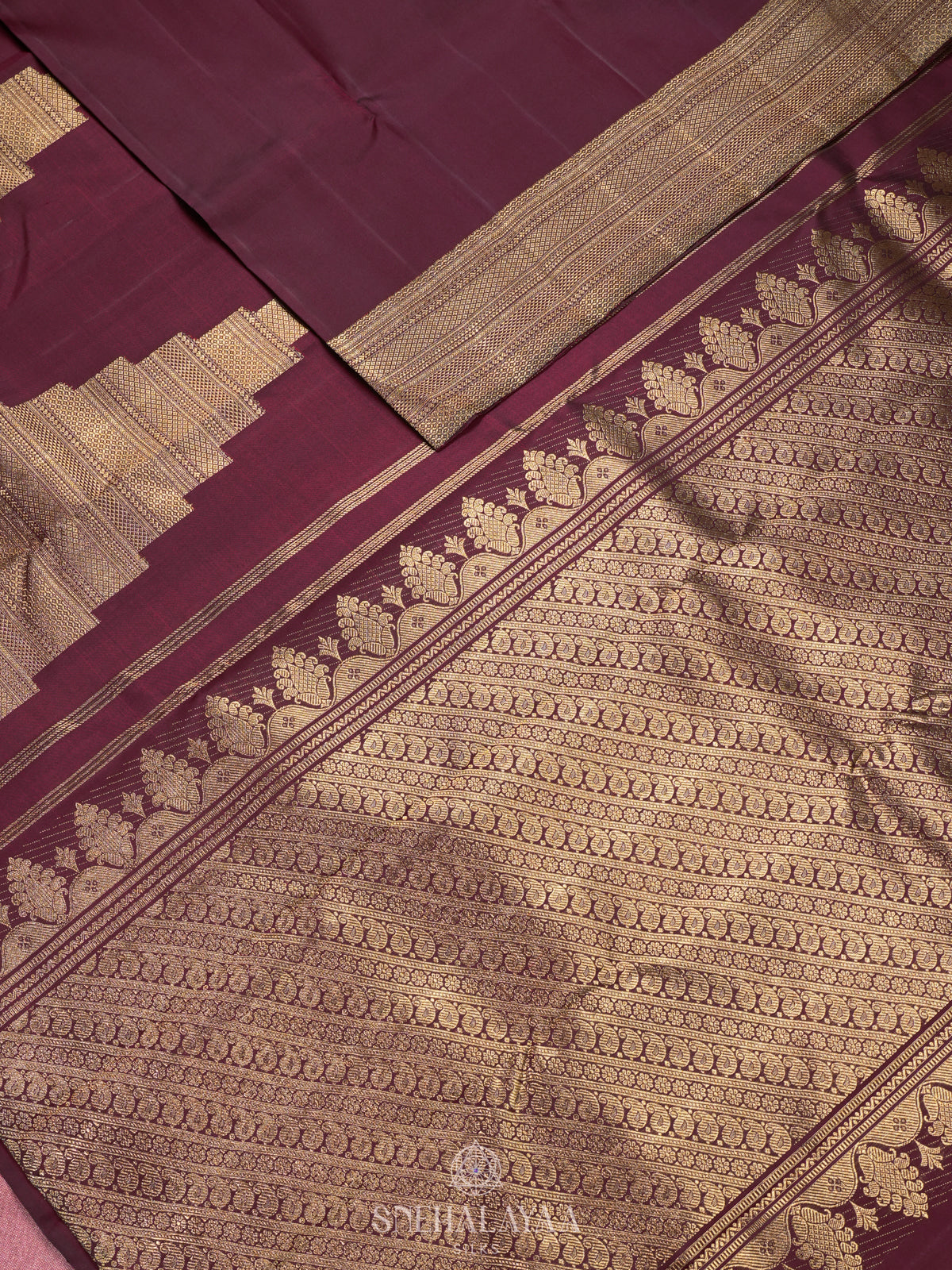 Burgundy Kanjivaram Silk Saree