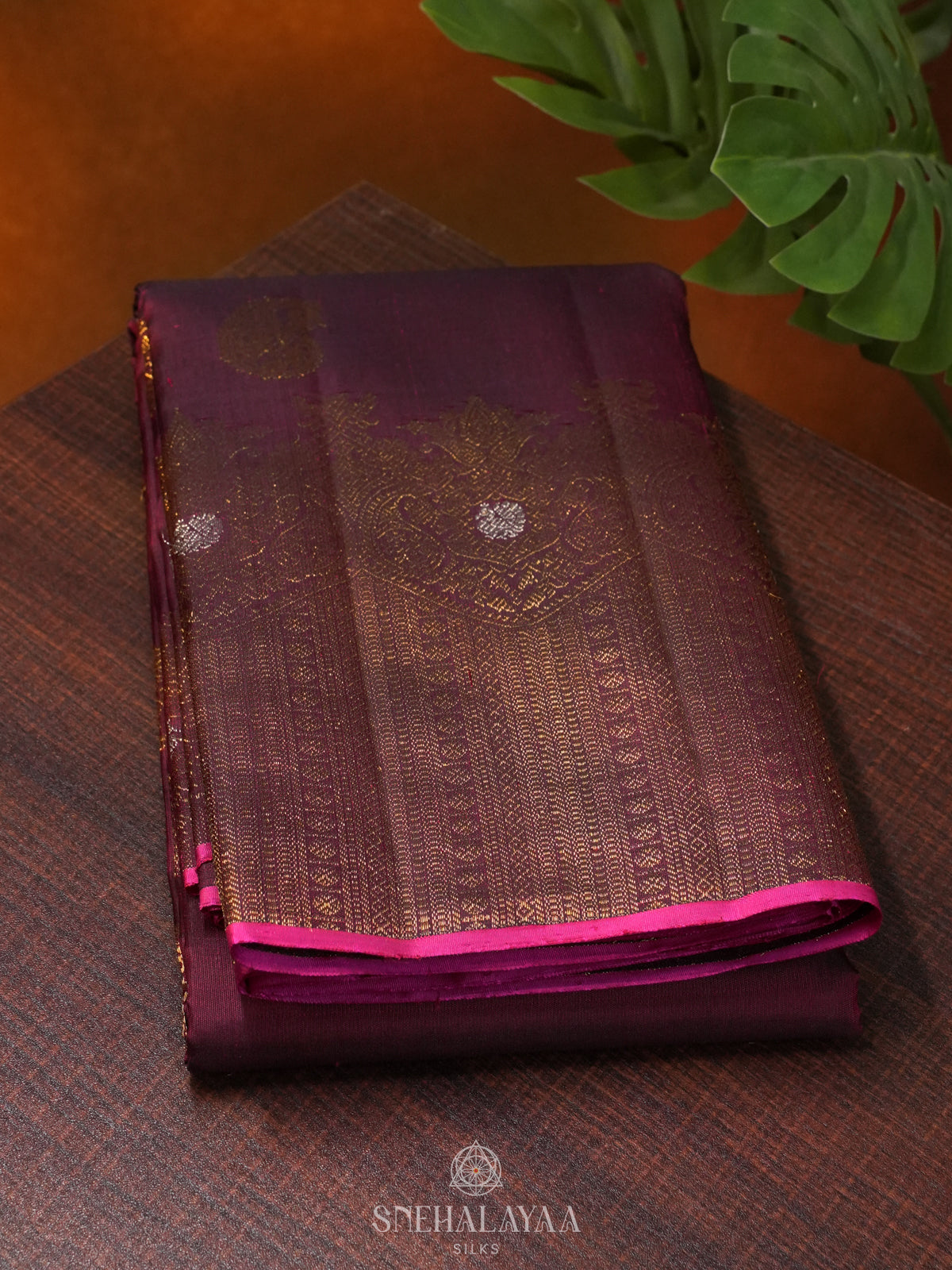 Burgundy Kanjivaram Silk Saree
