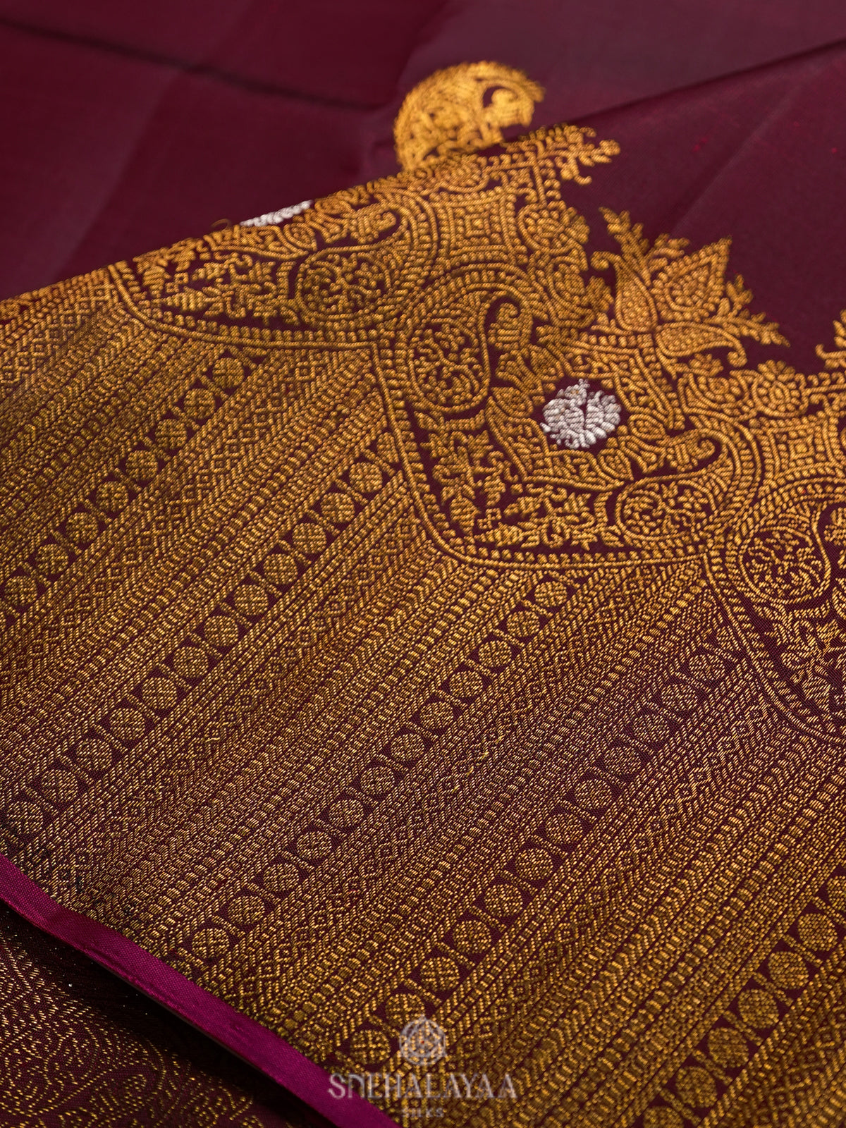 Burgundy Kanjivaram Silk Saree