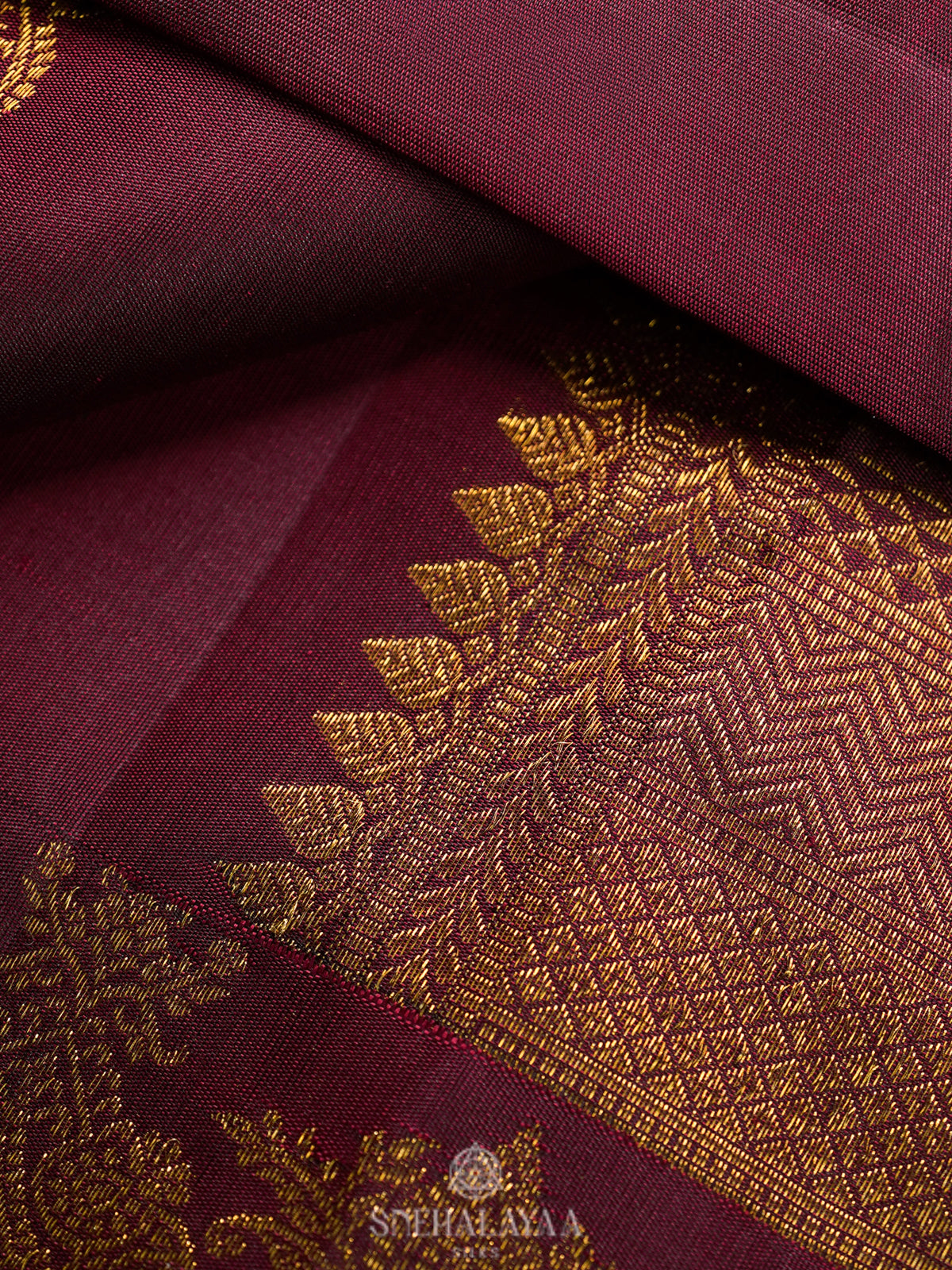 Burgundy Kanjivaram Silk Saree