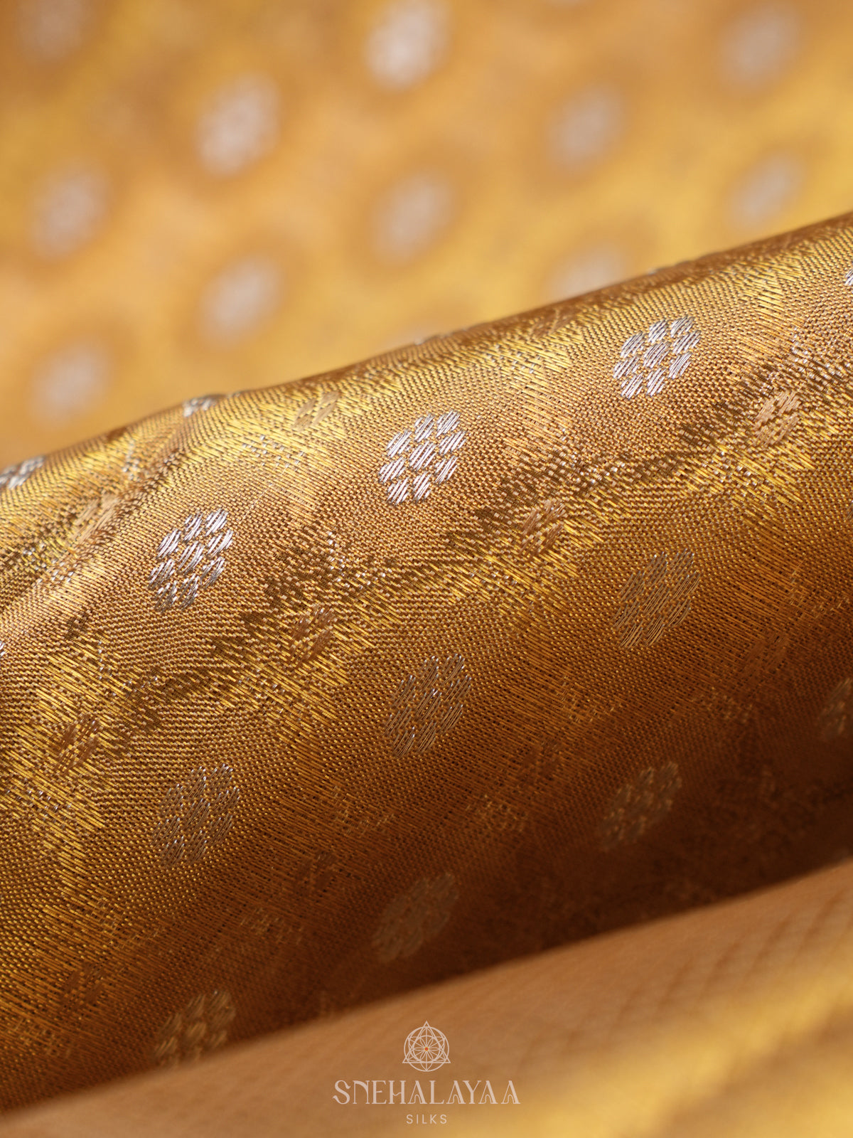 Golden Kanjivaram Silk Saree
