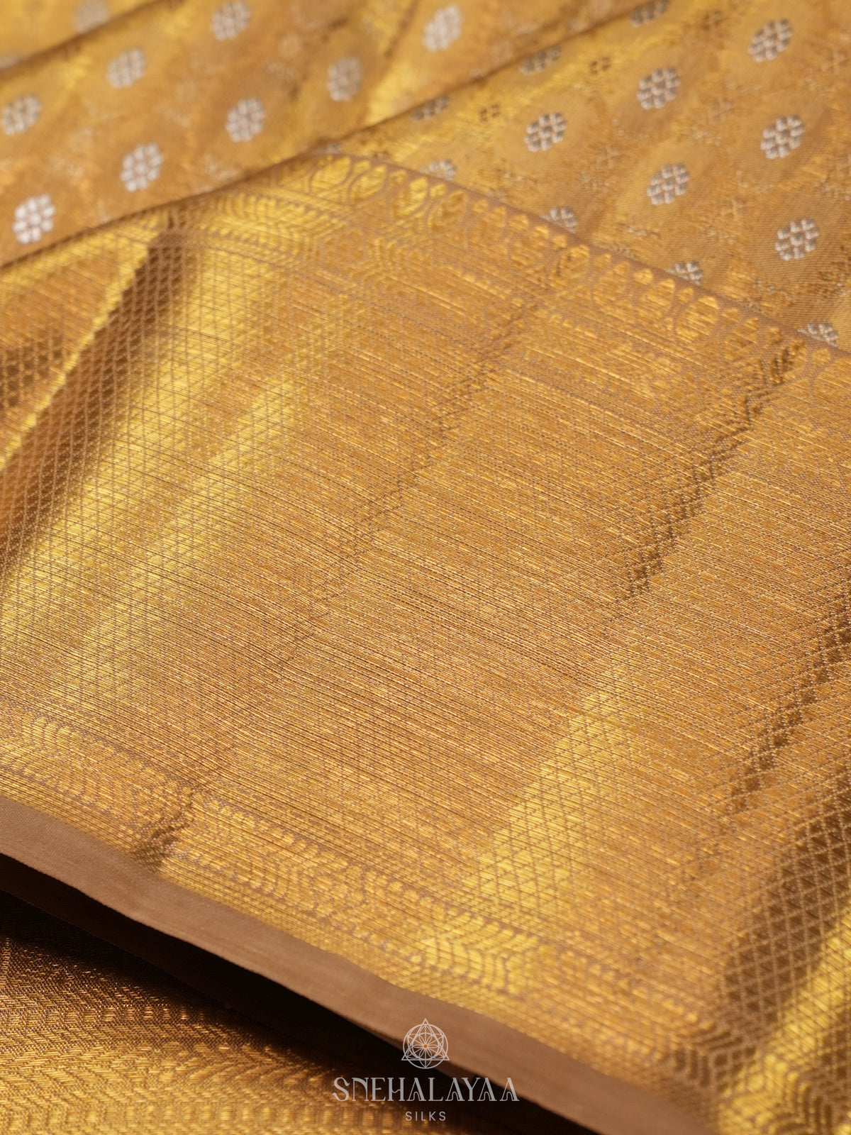 Golden Kanjivaram Silk Saree