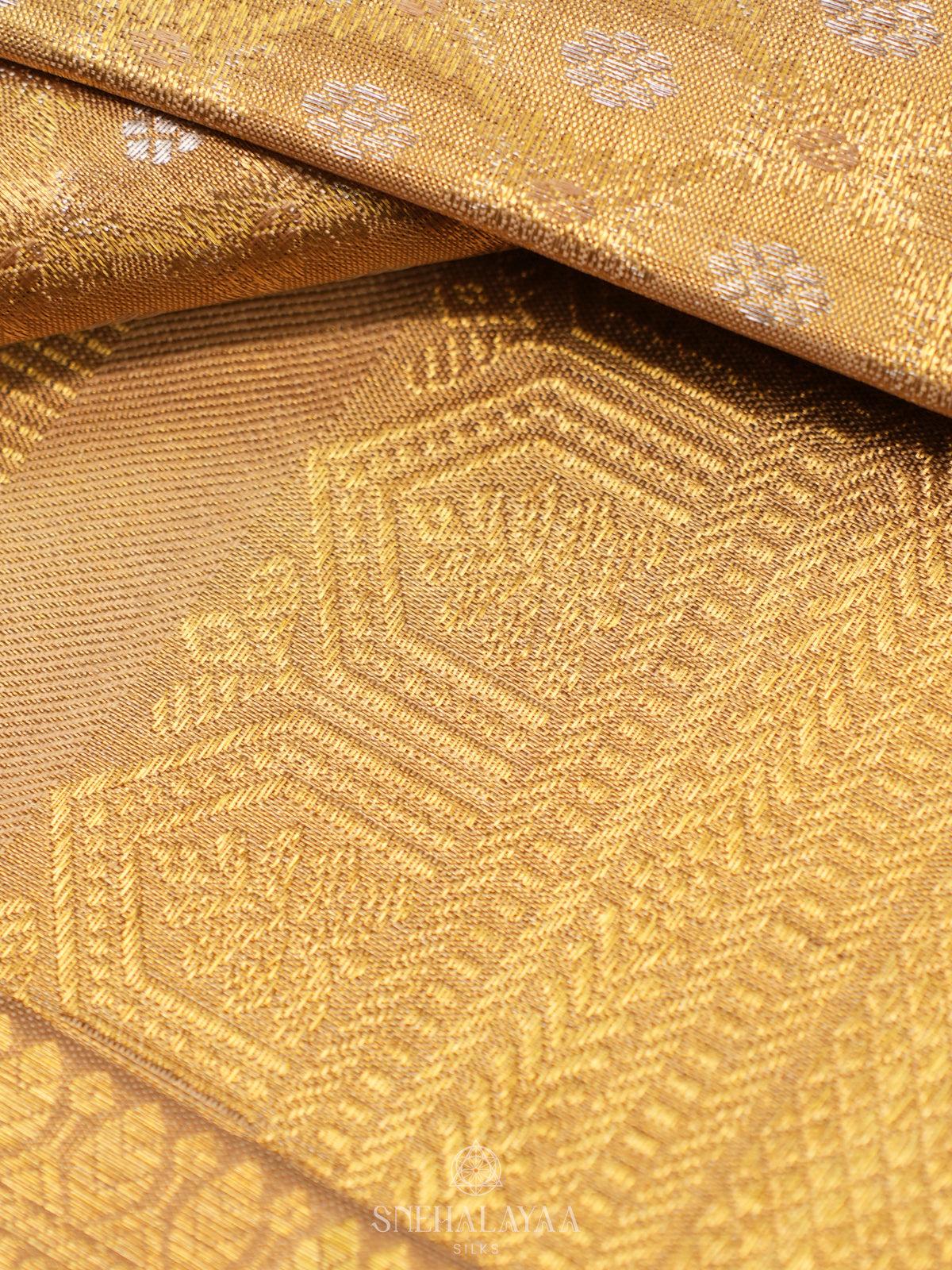 Golden Kanjivaram Silk Saree