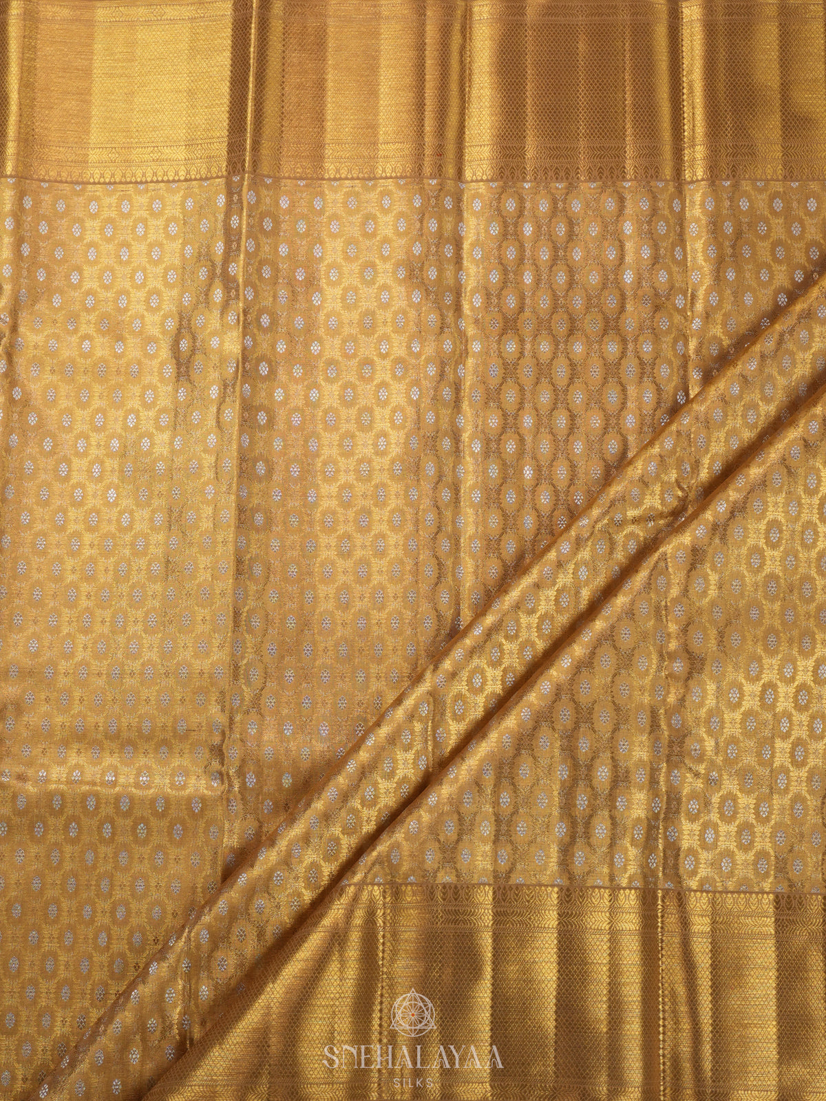 Golden Kanjivaram Silk Saree