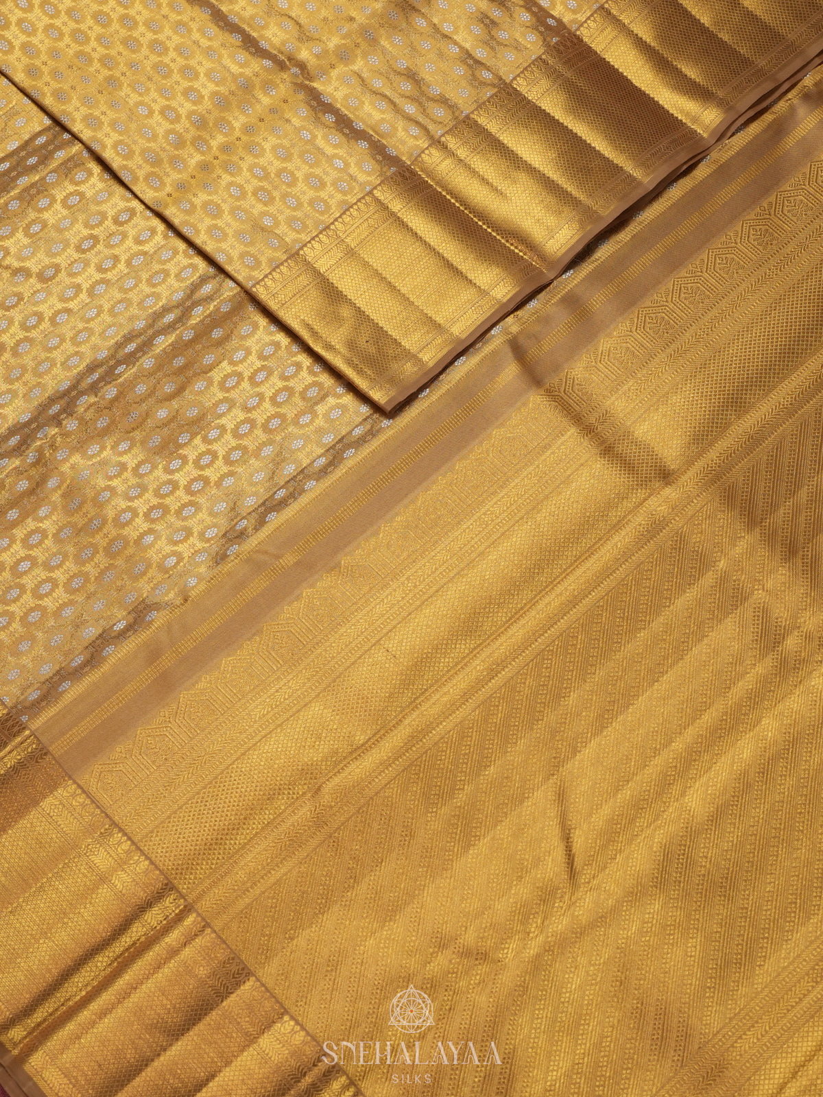 Golden Kanjivaram Silk Saree