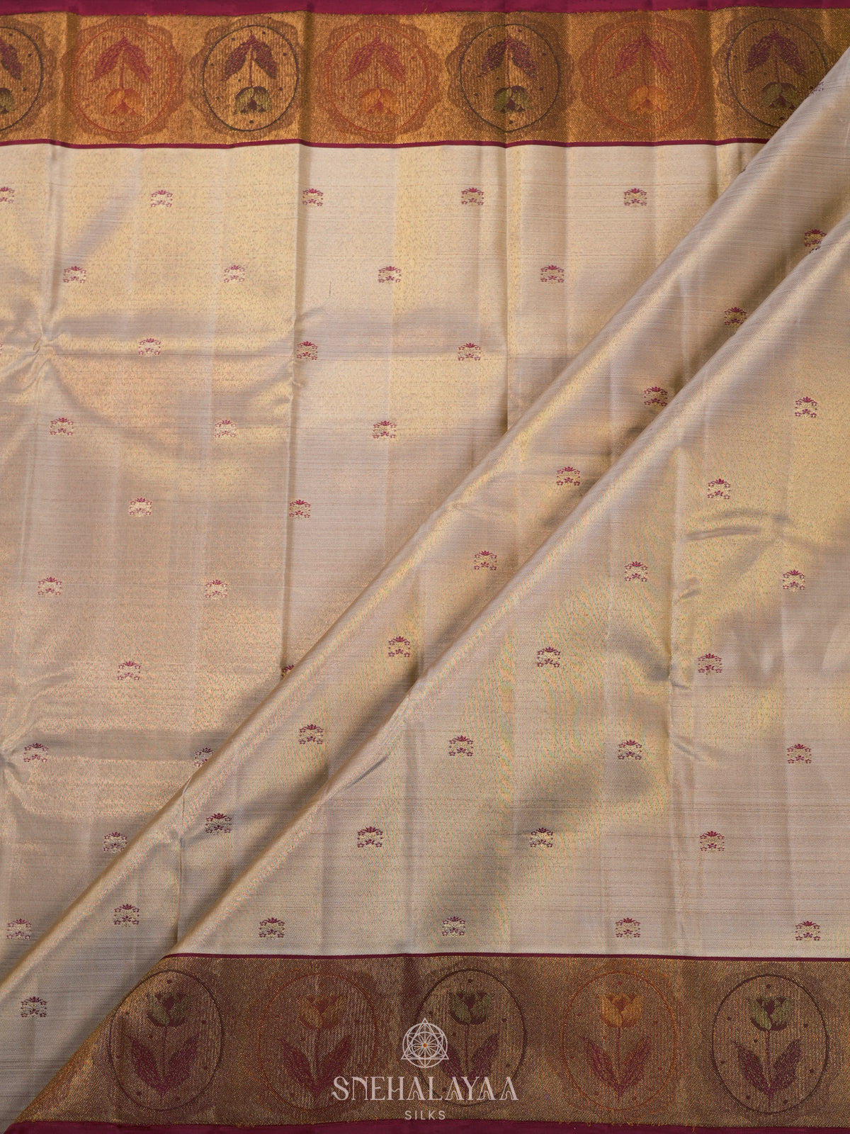 Off White Kanjivaram Silk Saree