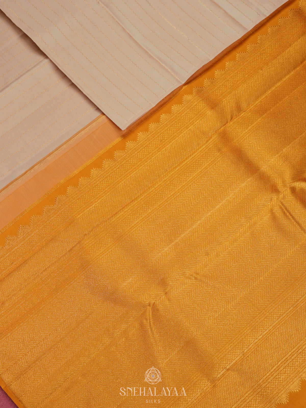 Cream Kanjivaram Silk Saree