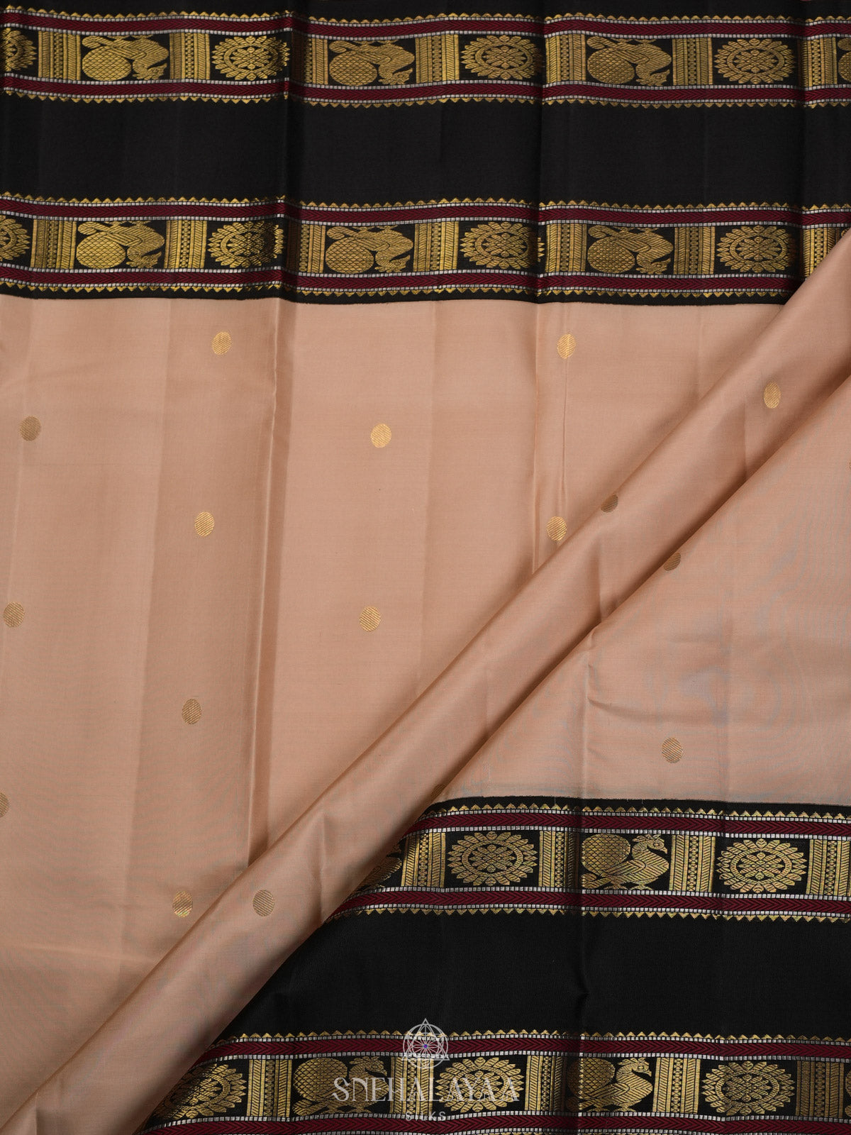 Cream Kanjivaram Silk Saree