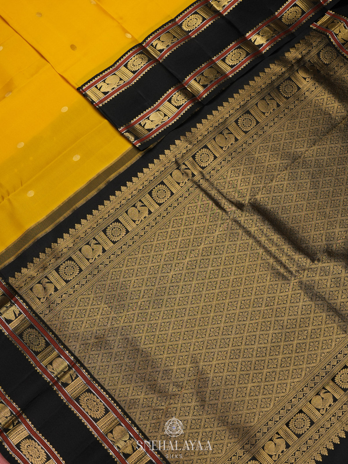 Mango Yellow Kanjivaram Silk Saree