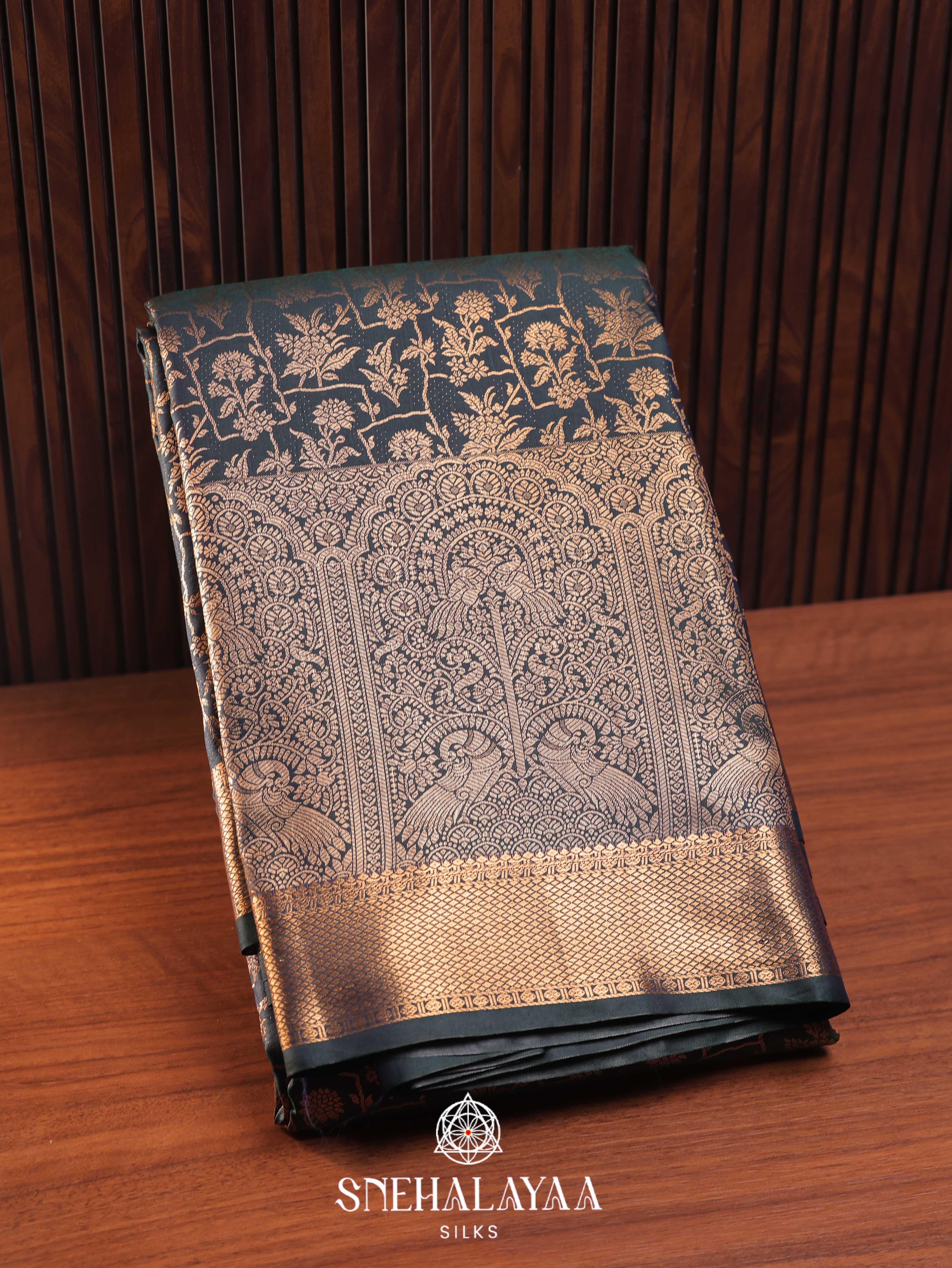 Charcol Black Art Silk Saree