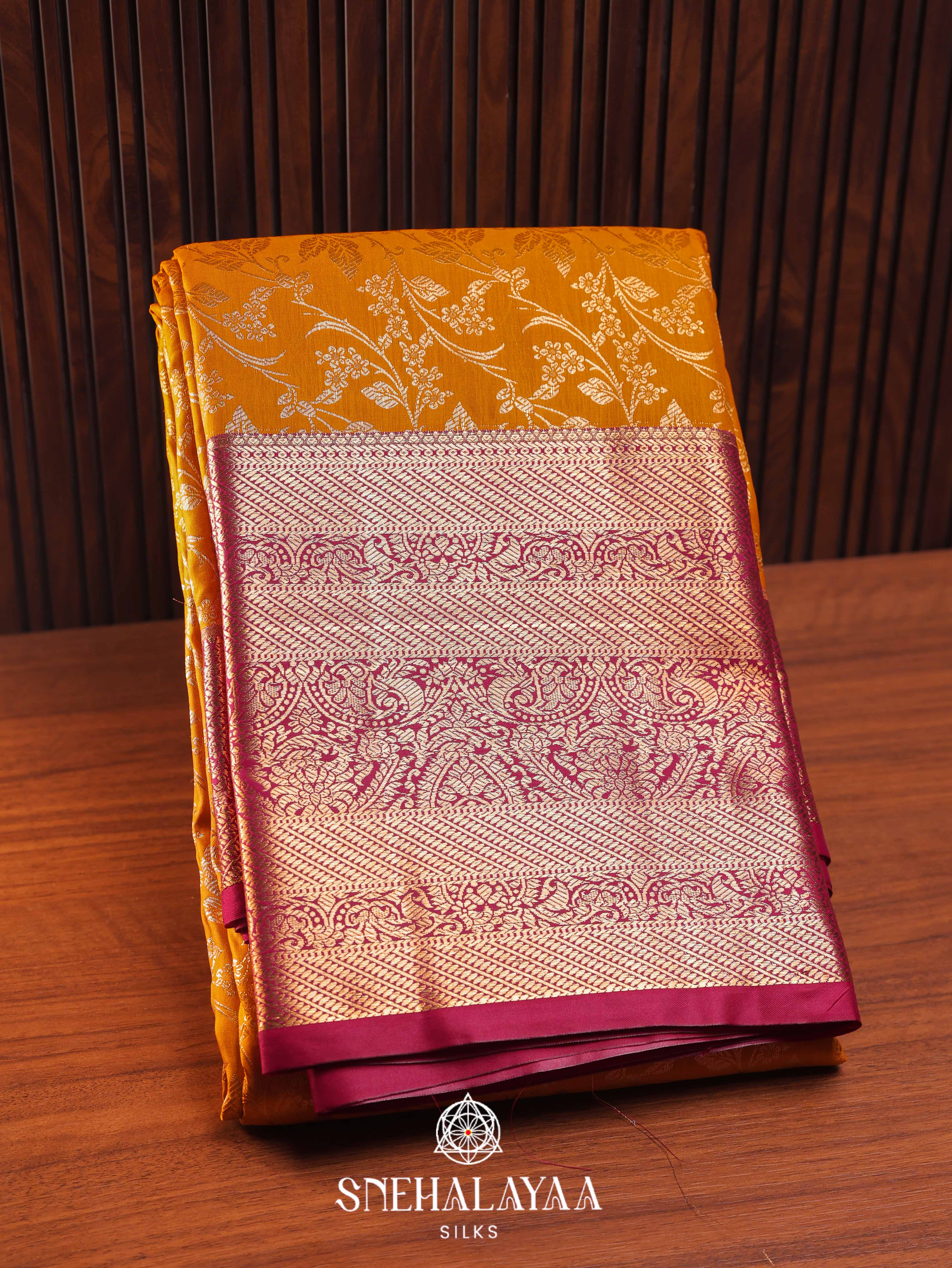 Orange Art Silk Saree