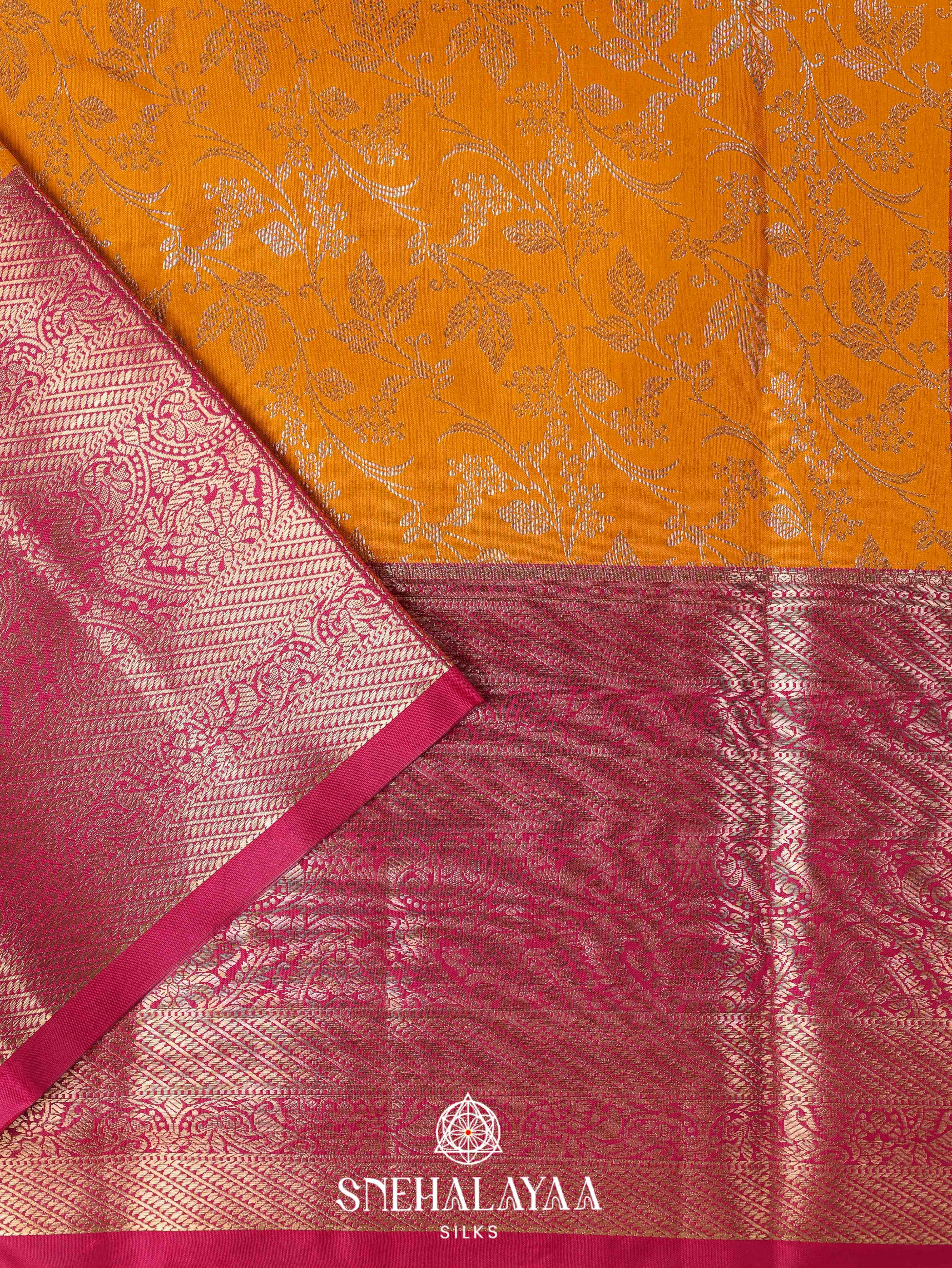 Orange Art Silk Saree