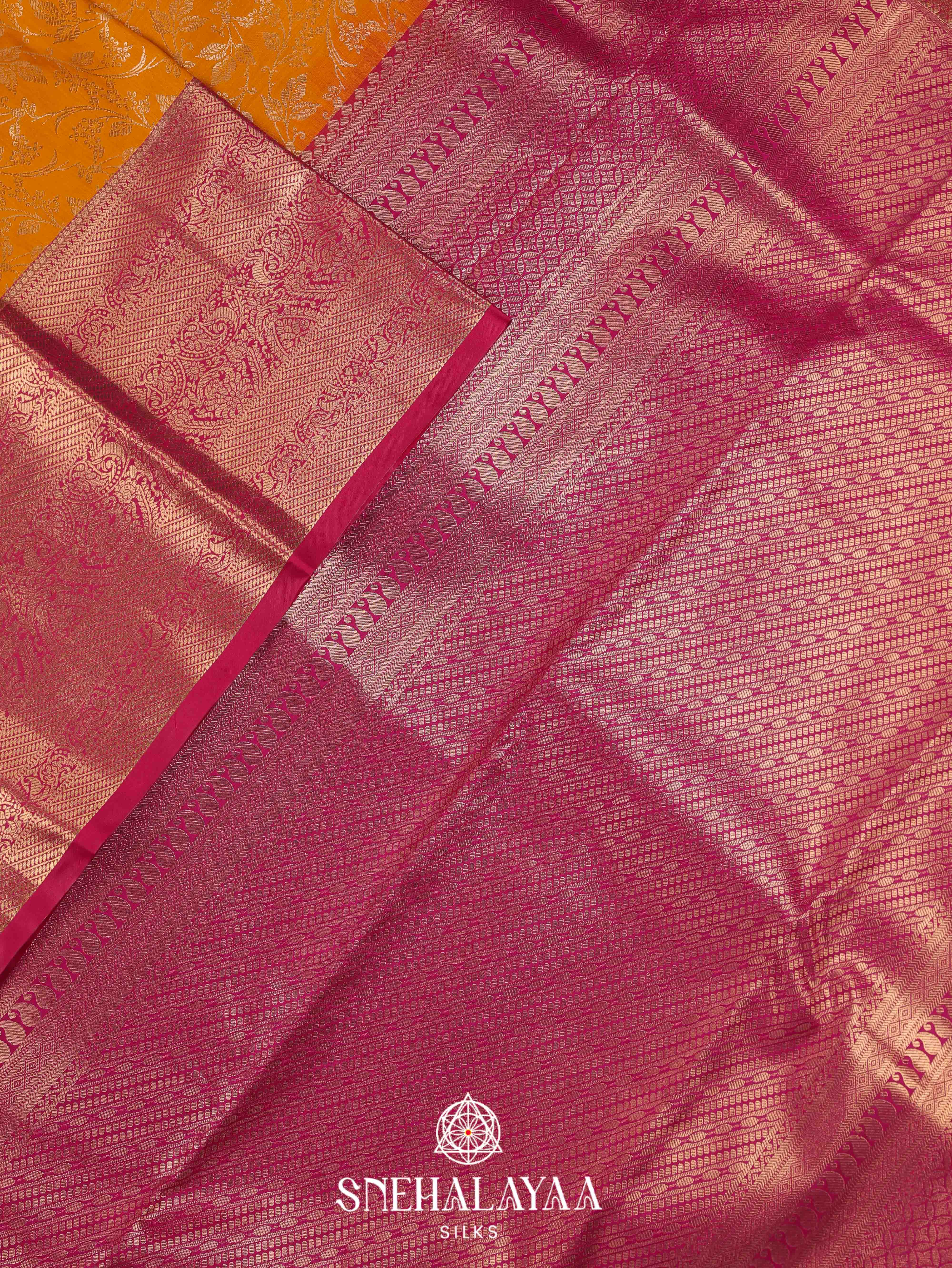 Orange Art Silk Saree
