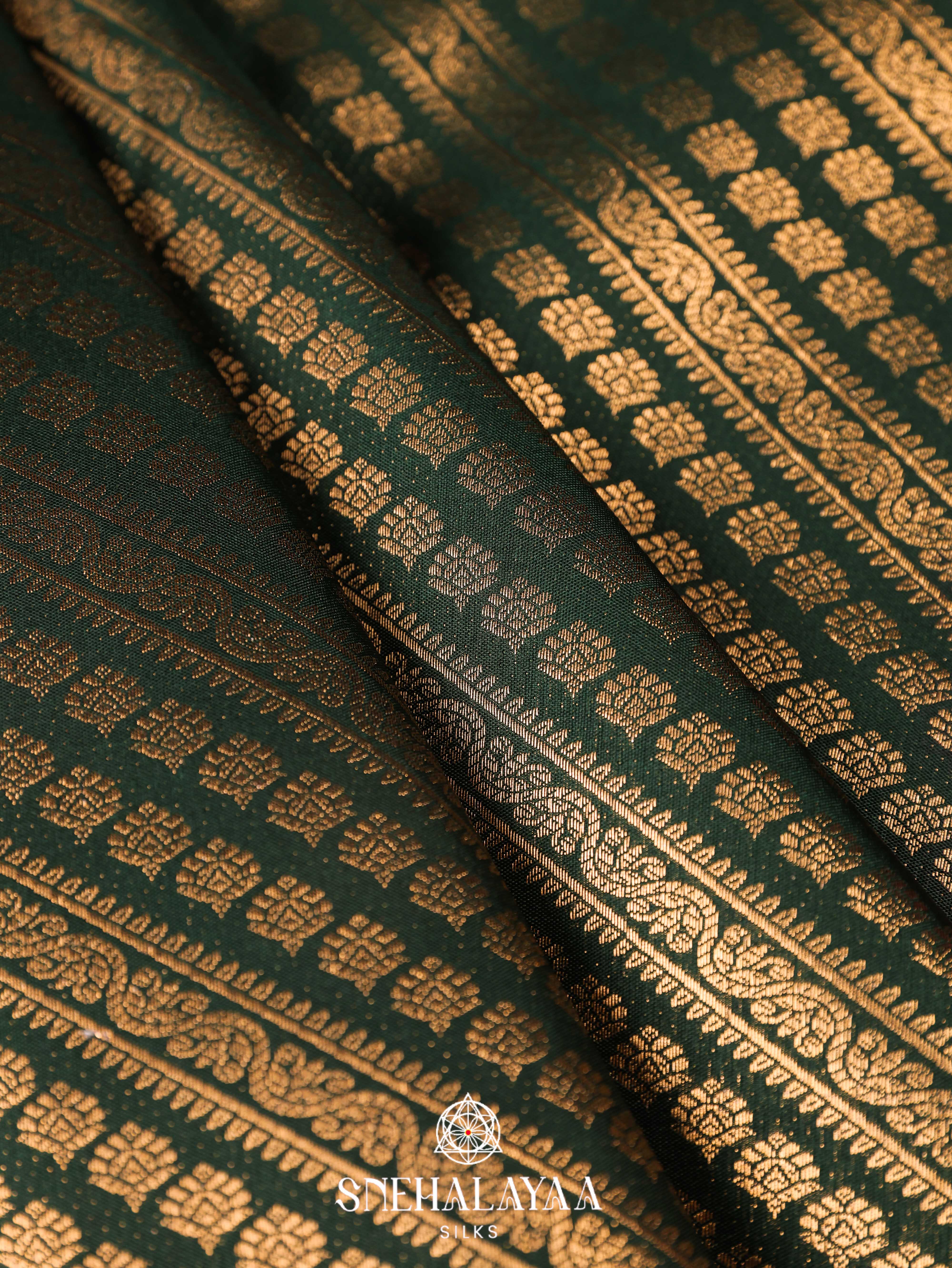 Forest Green Art Silk Saree