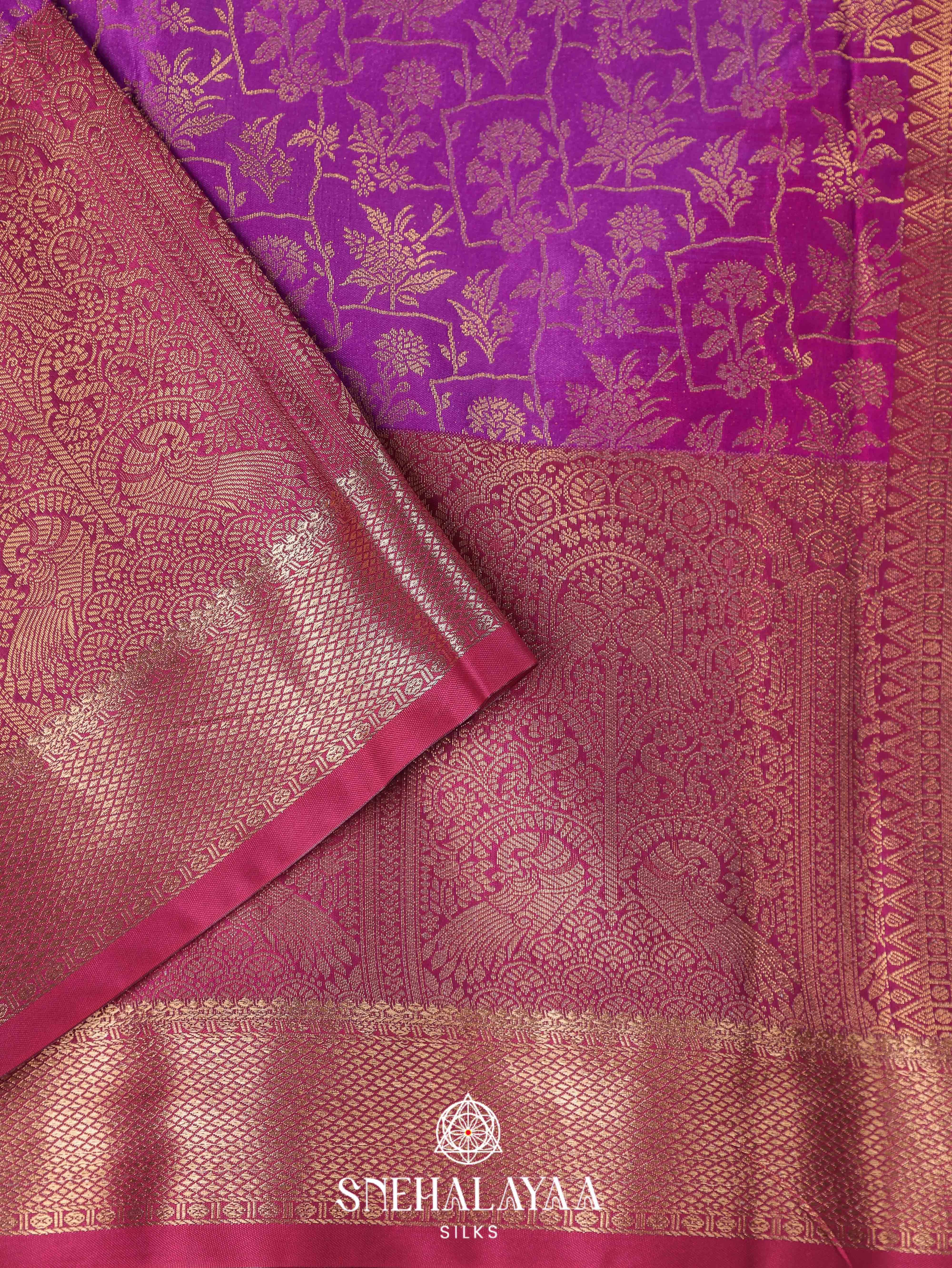 Magenta Art Silk Saree