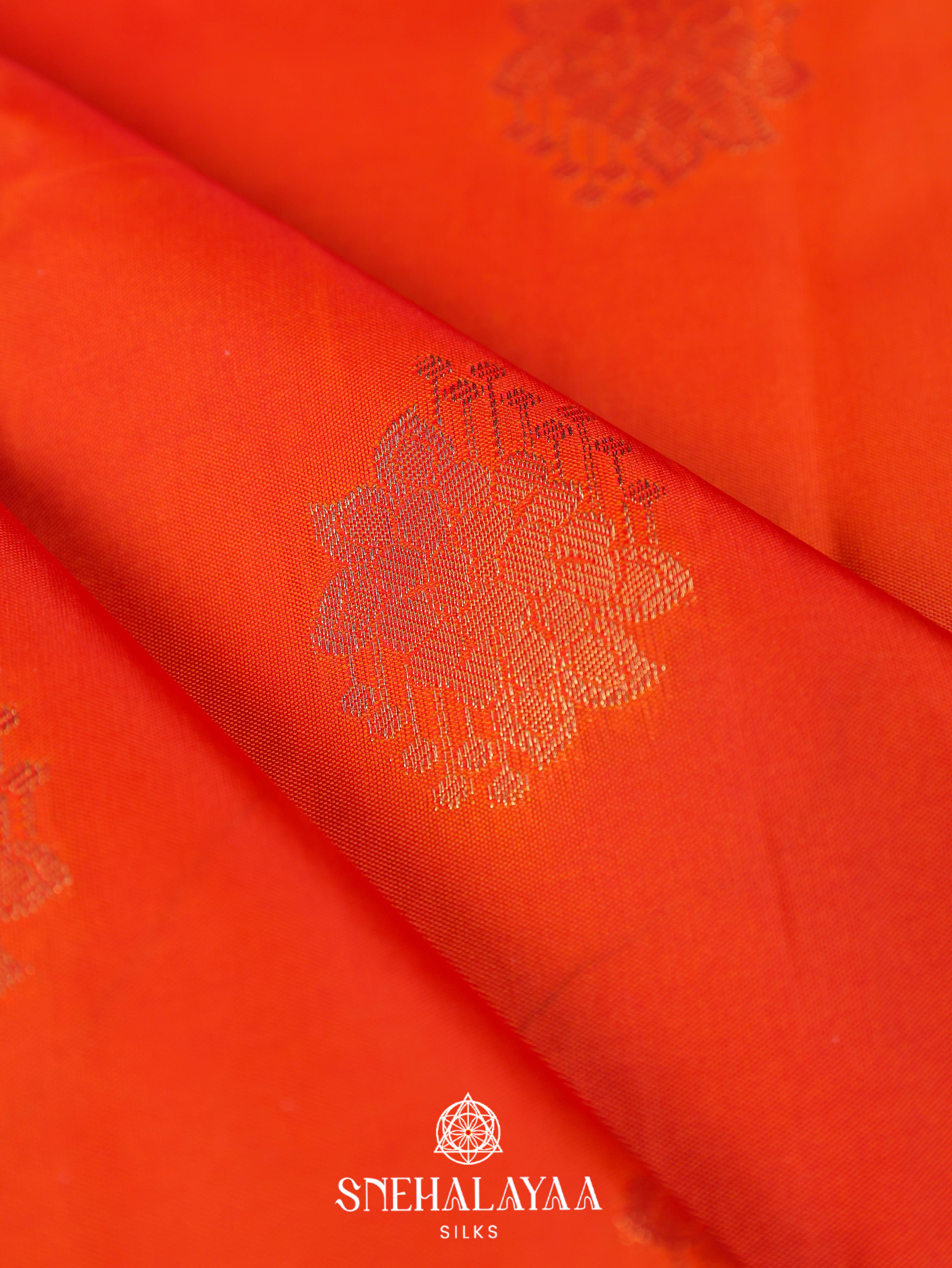 Rust Orange Art Silk Saree