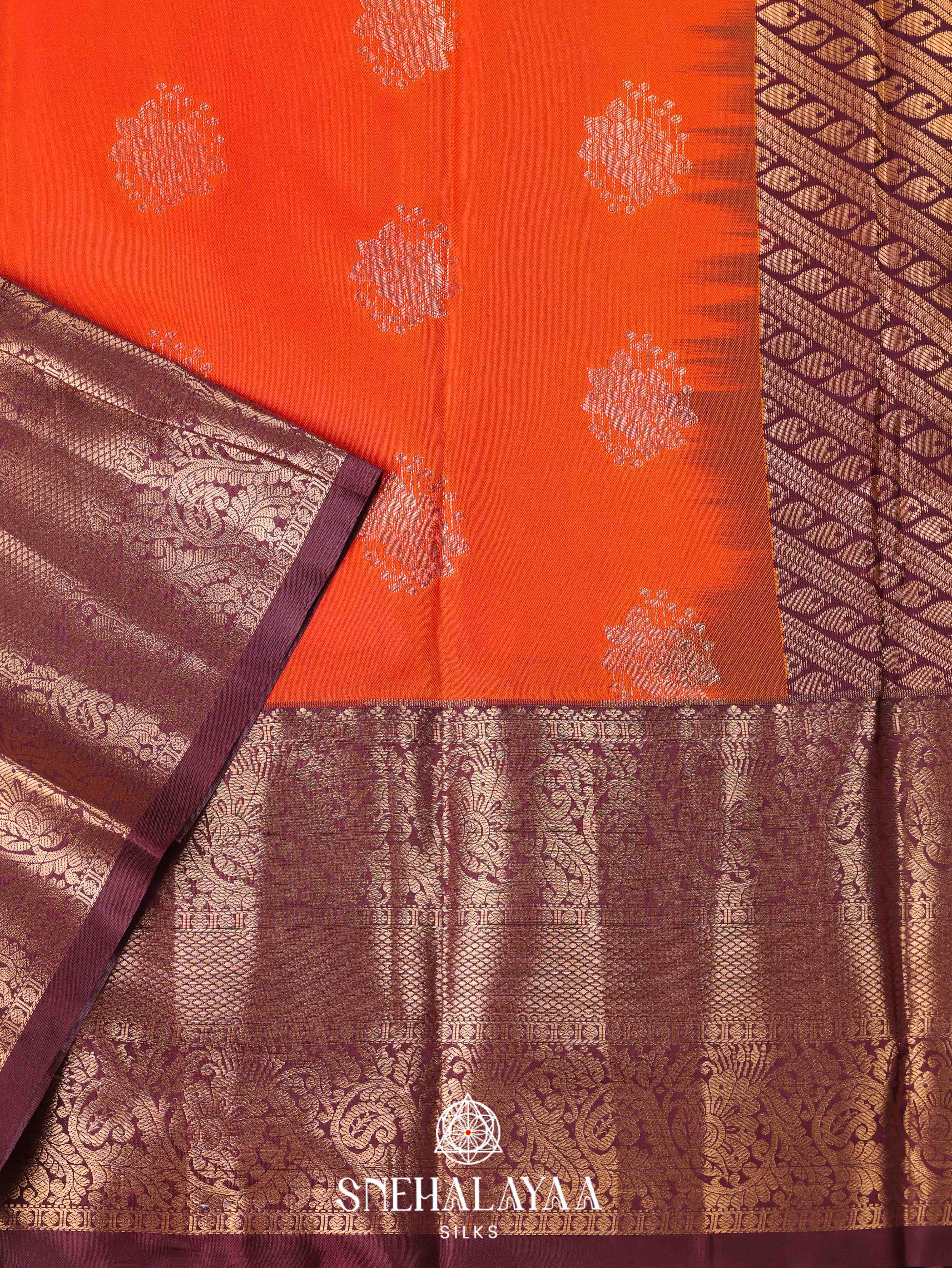 Rust Orange Art Silk Saree