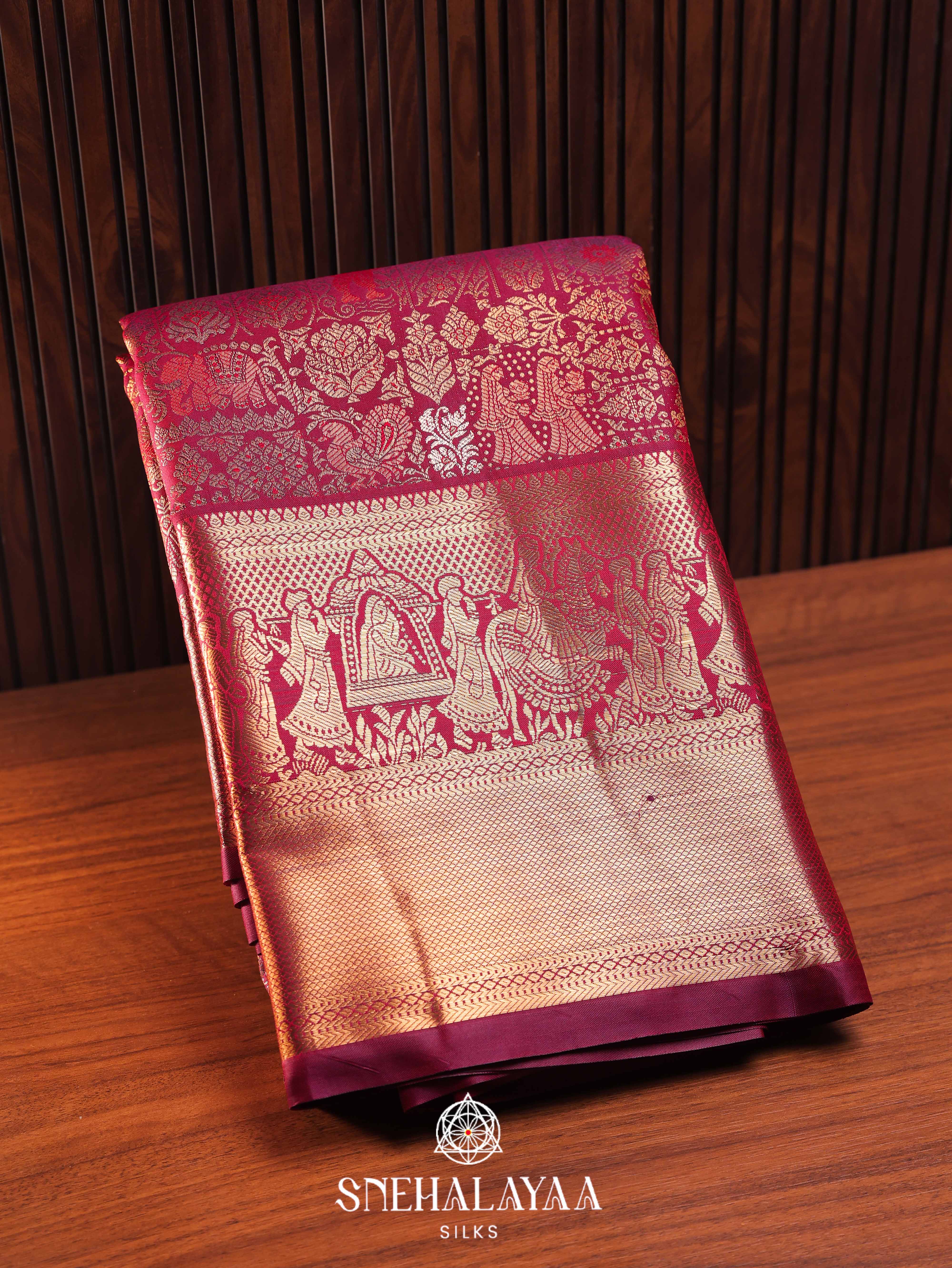Maroon Art Silk Saree