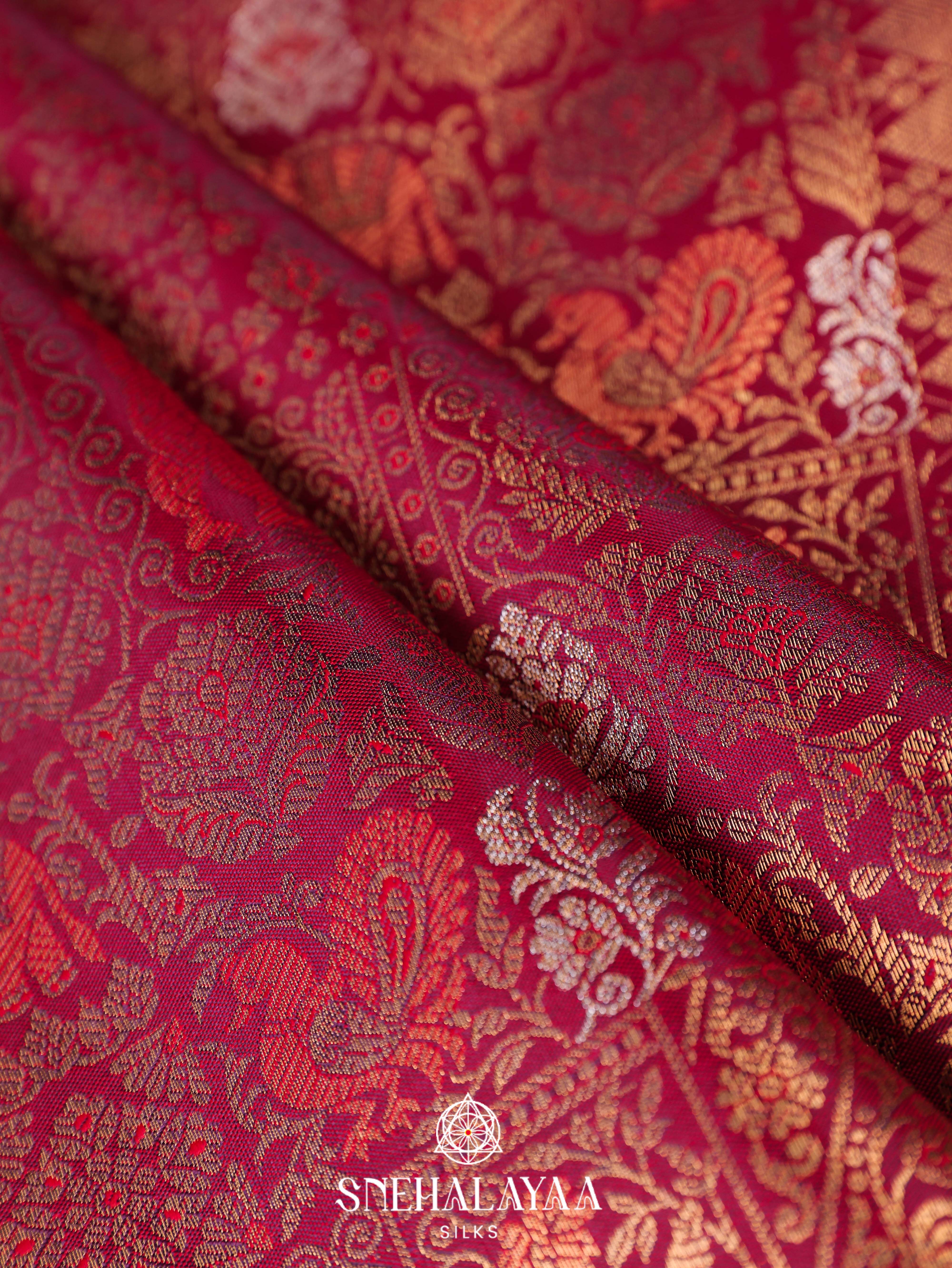 Maroon Art Silk Saree