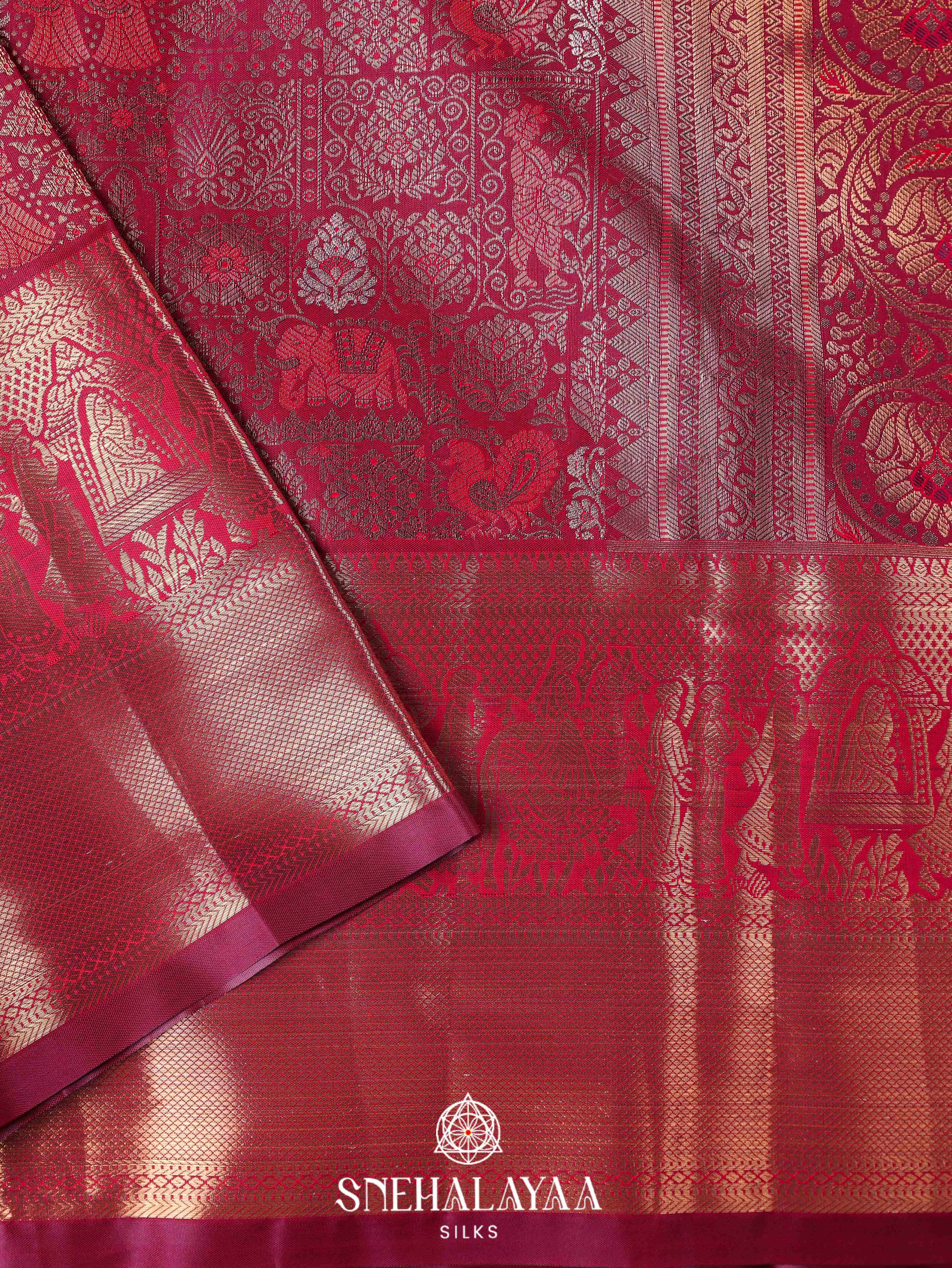 Maroon Art Silk Saree