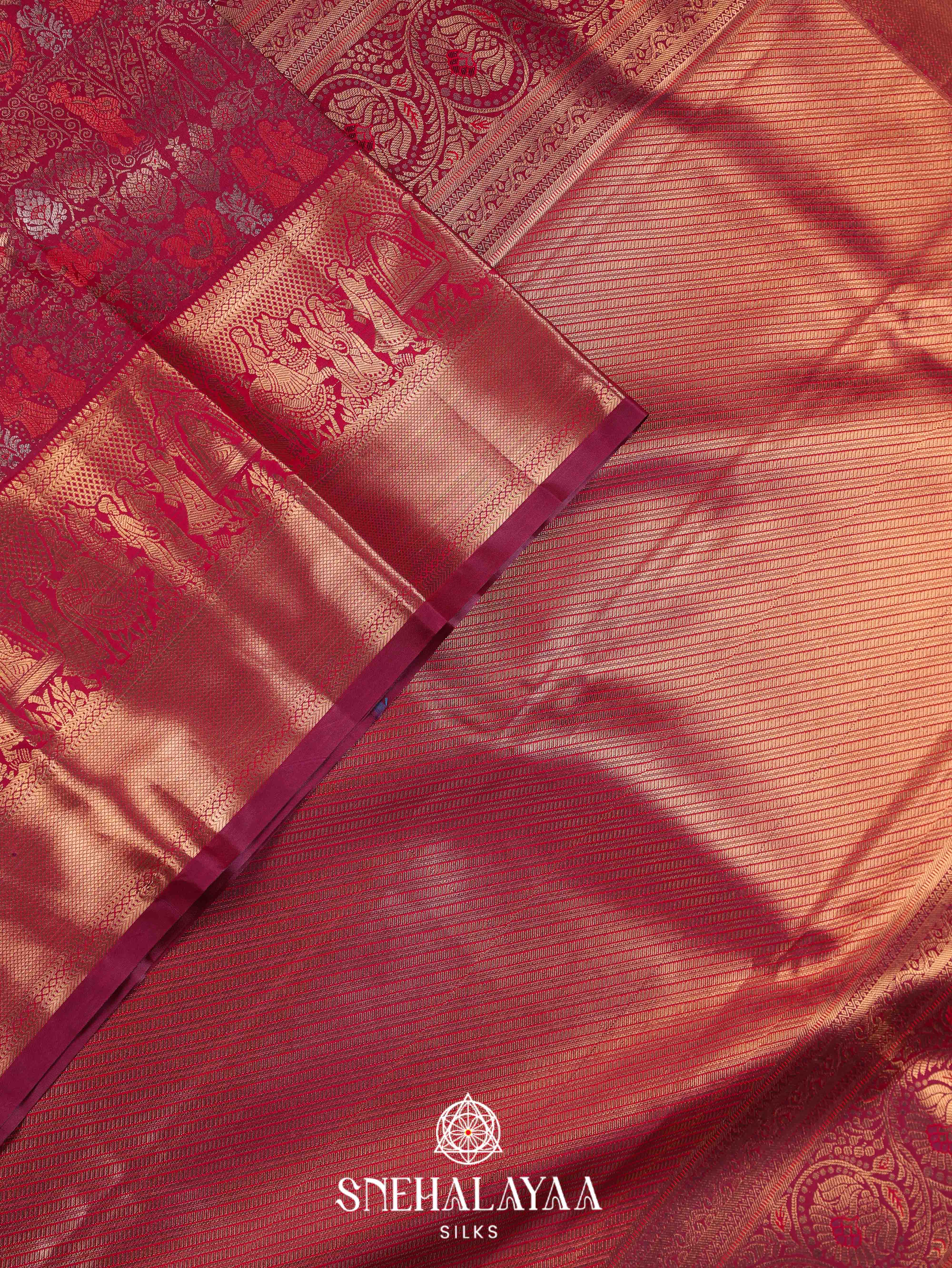 Maroon Art Silk Saree