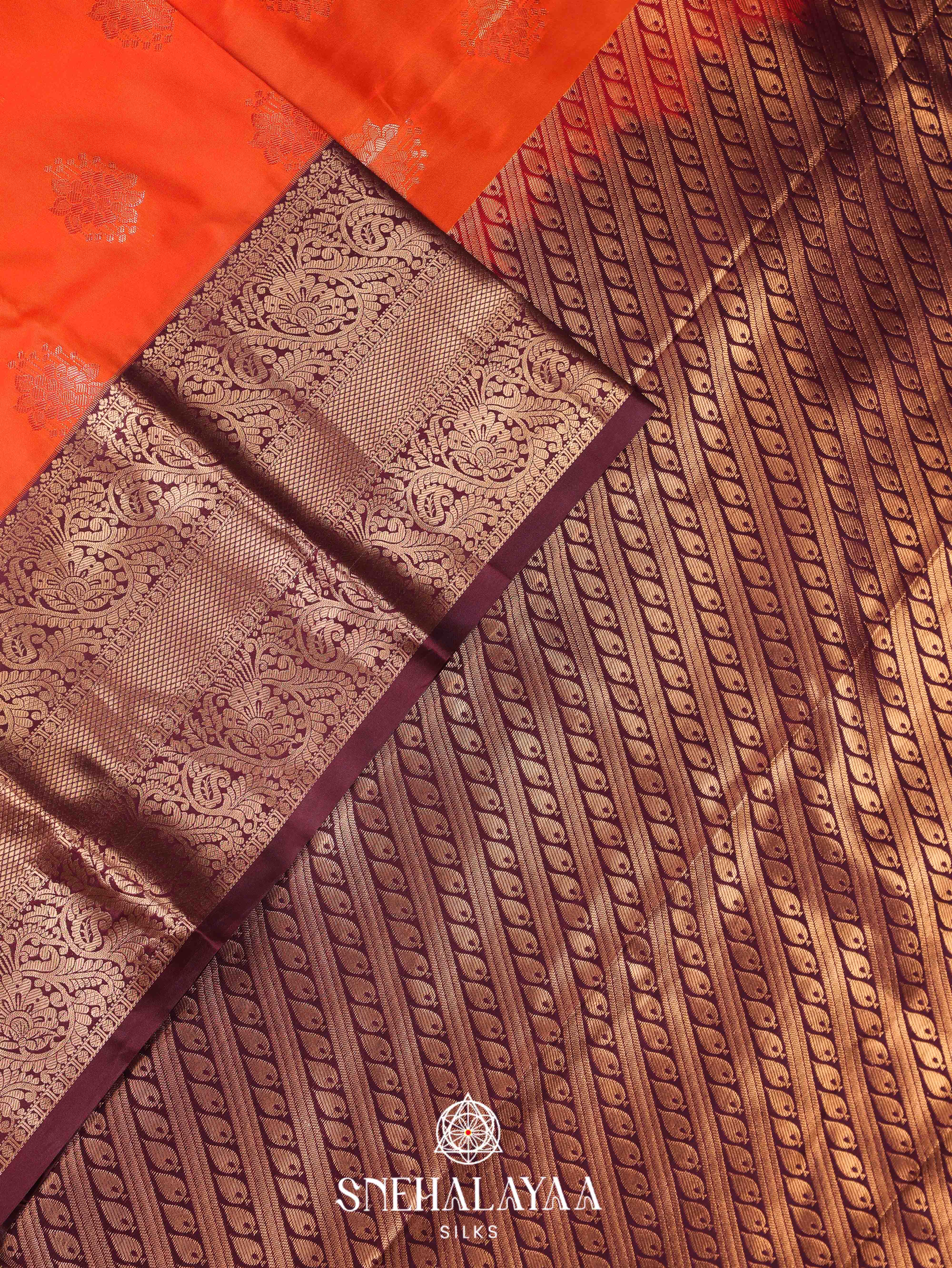 Rust Orange Art Silk Saree