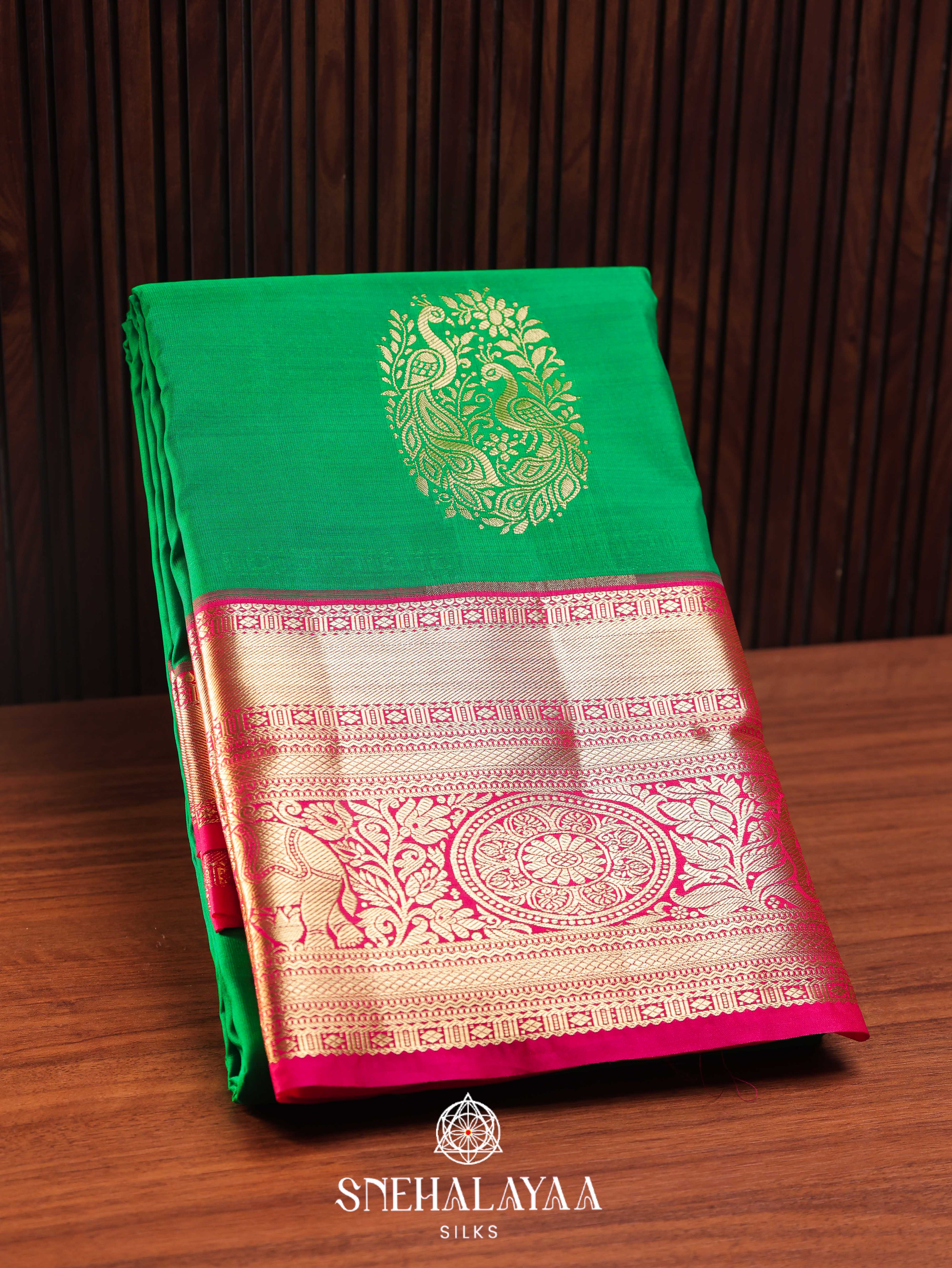 Emerald Green Art Silk Saree