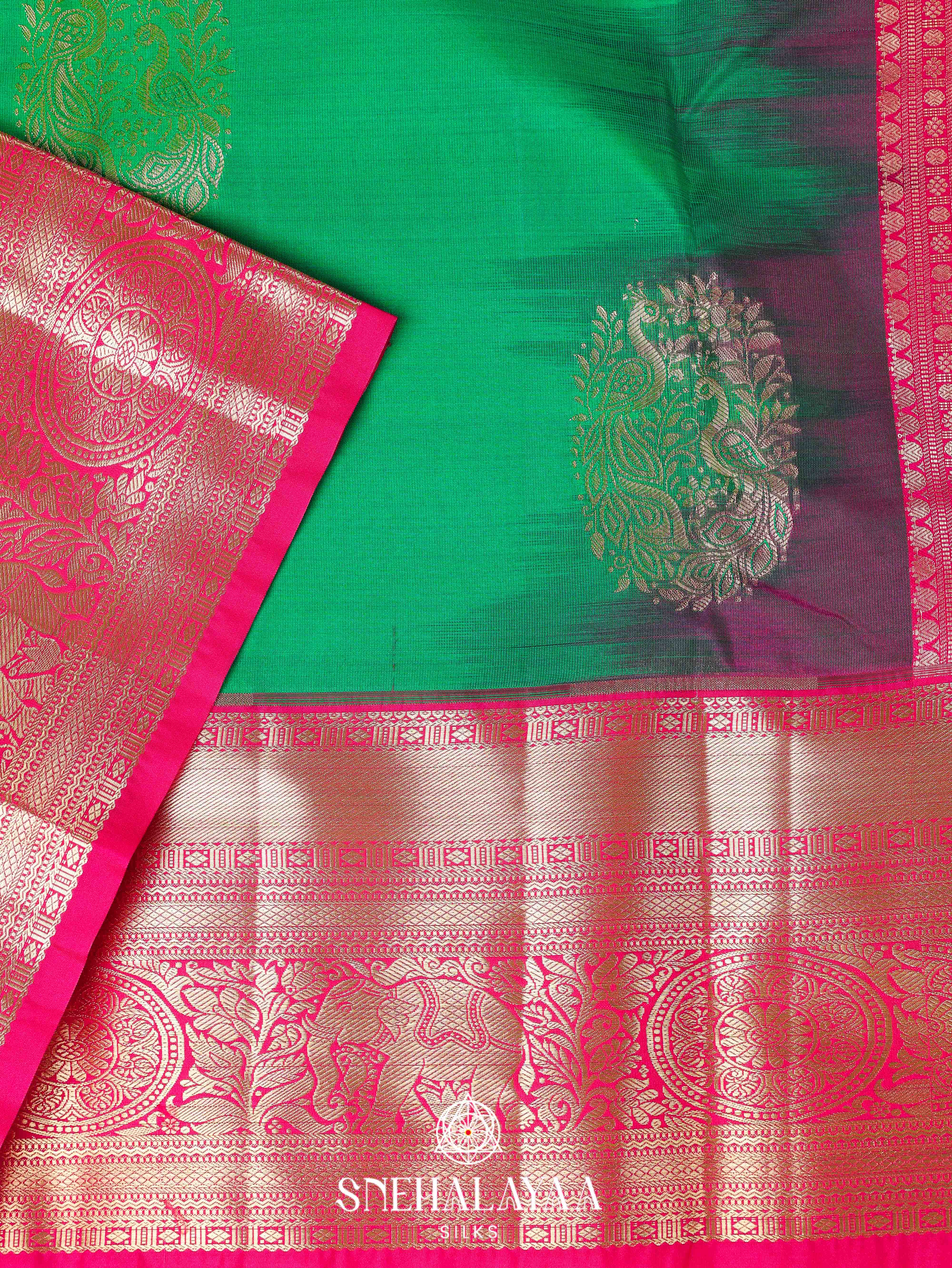 Emerald Green Art Silk Saree