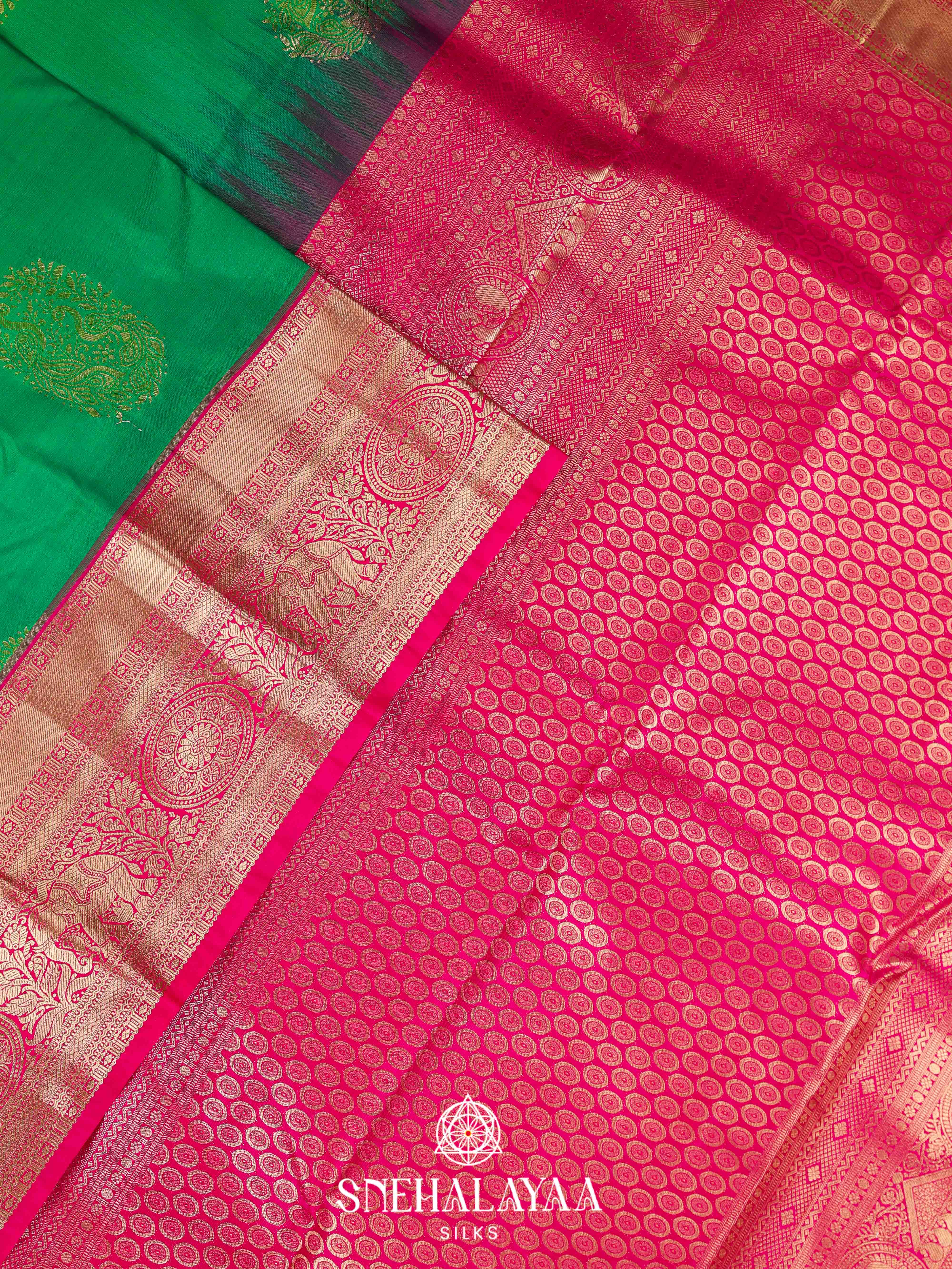 Emerald Green Art Silk Saree