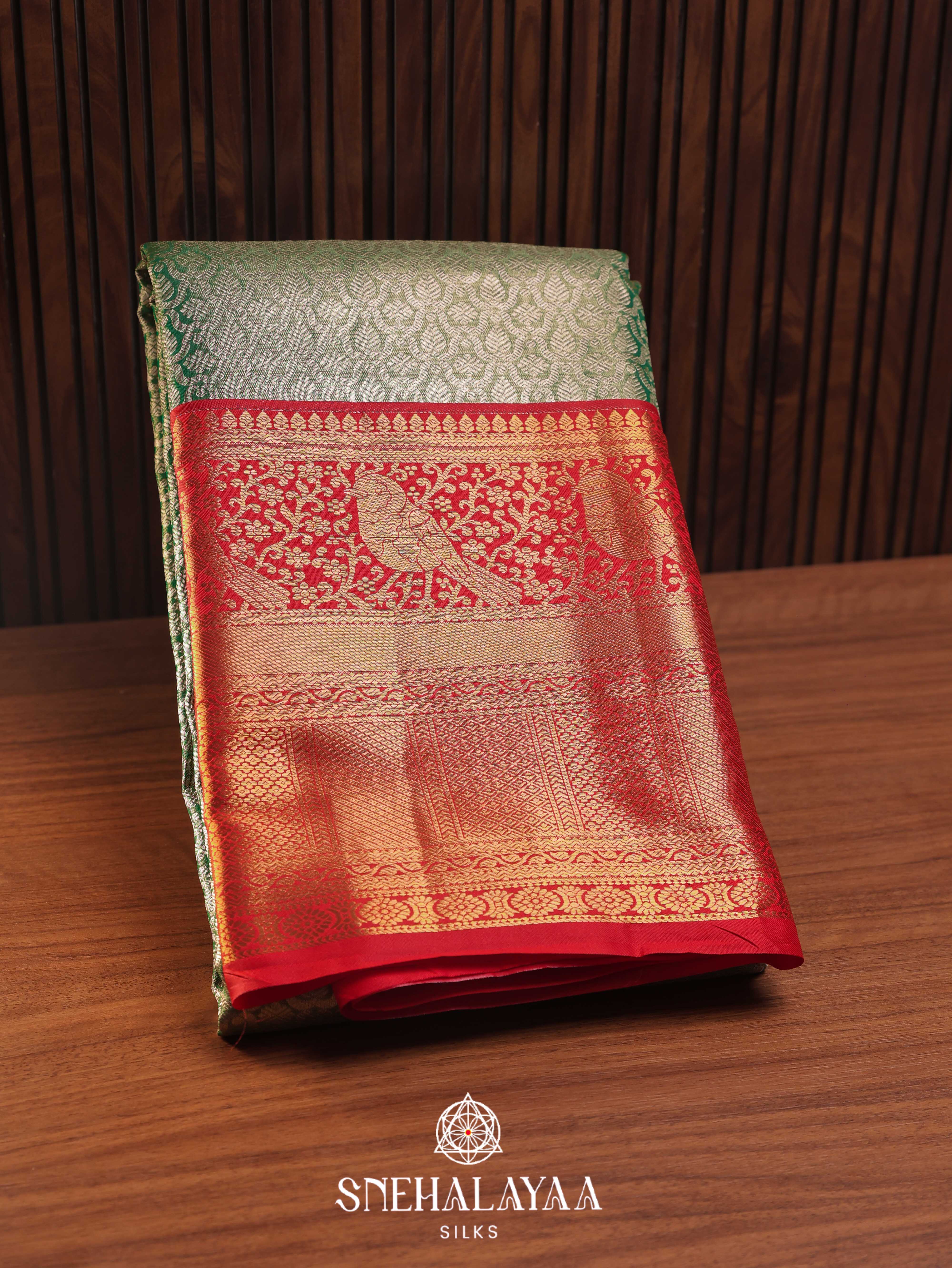 Forest Green Art Silk Saree