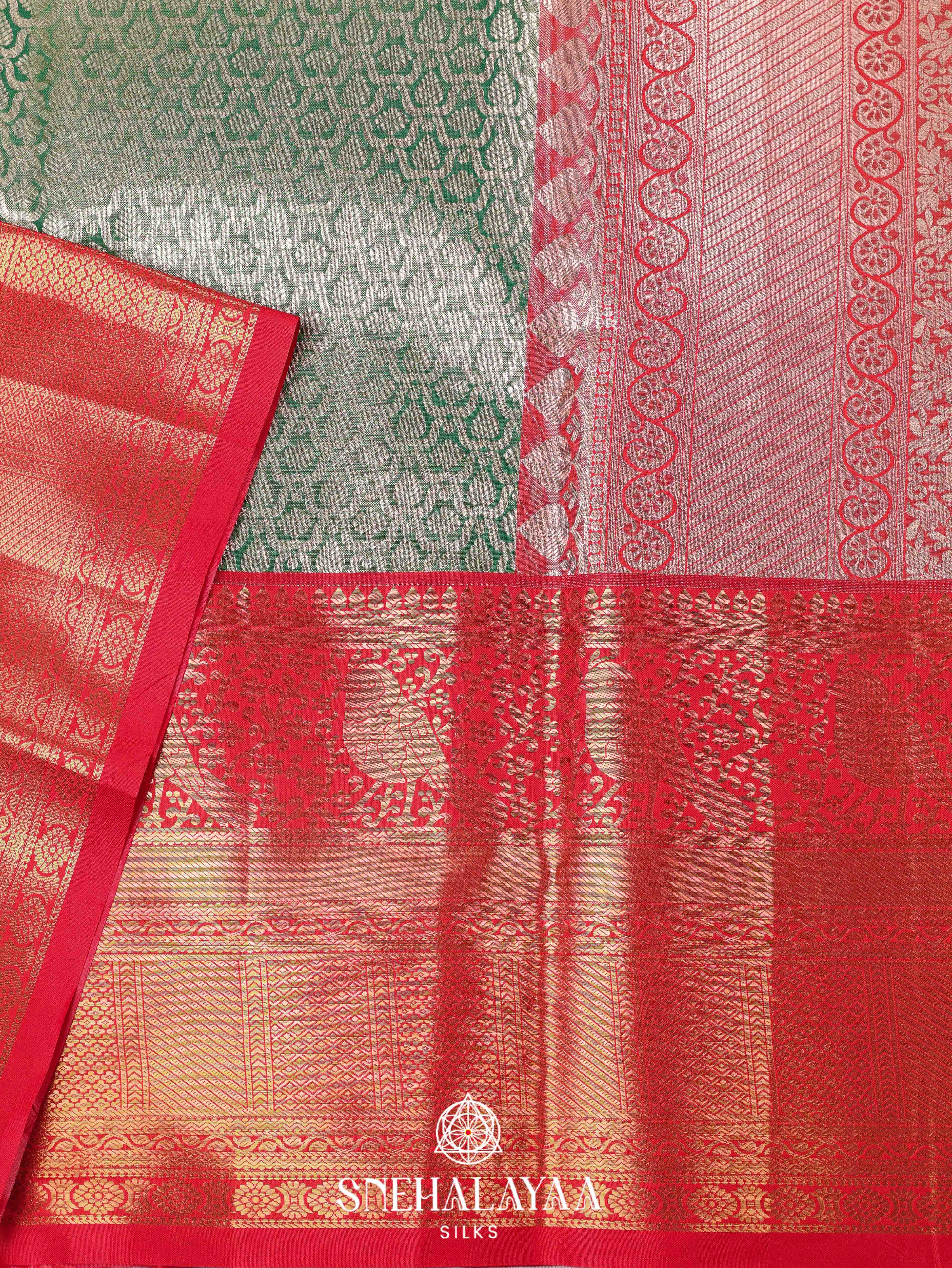 Forest Green Art Silk Saree