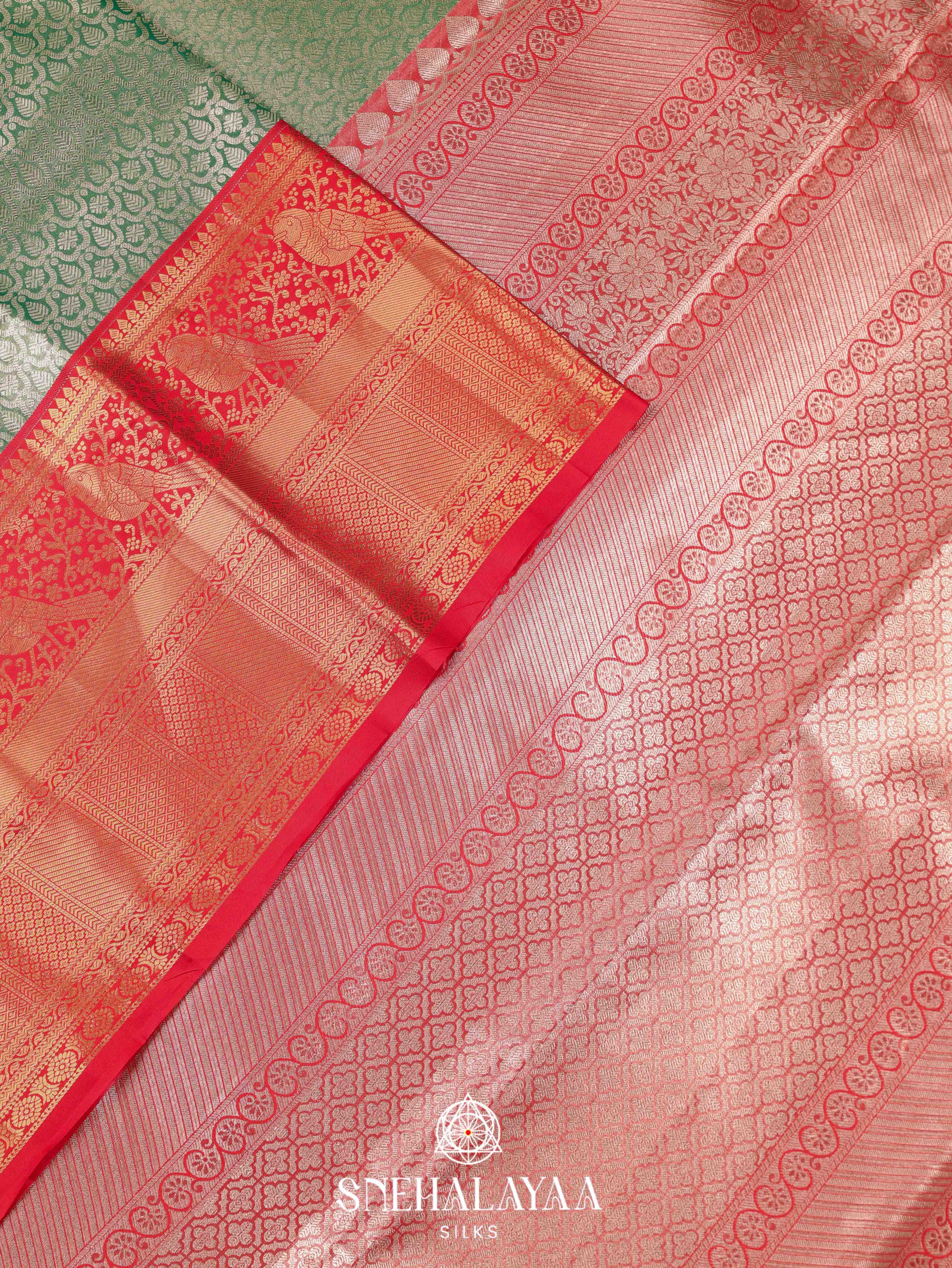 Forest Green Art Silk Saree