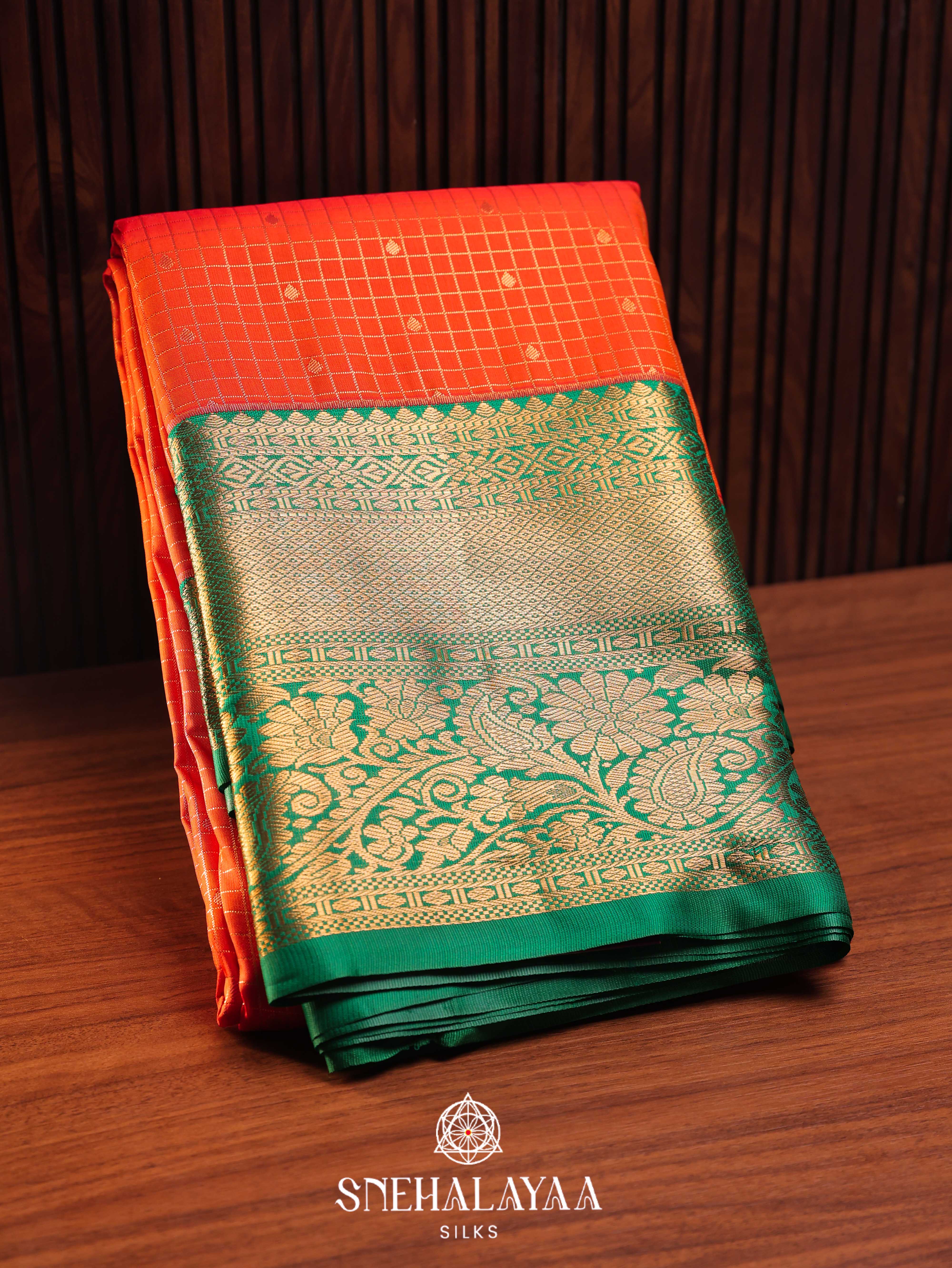 Orange Art Silk Saree